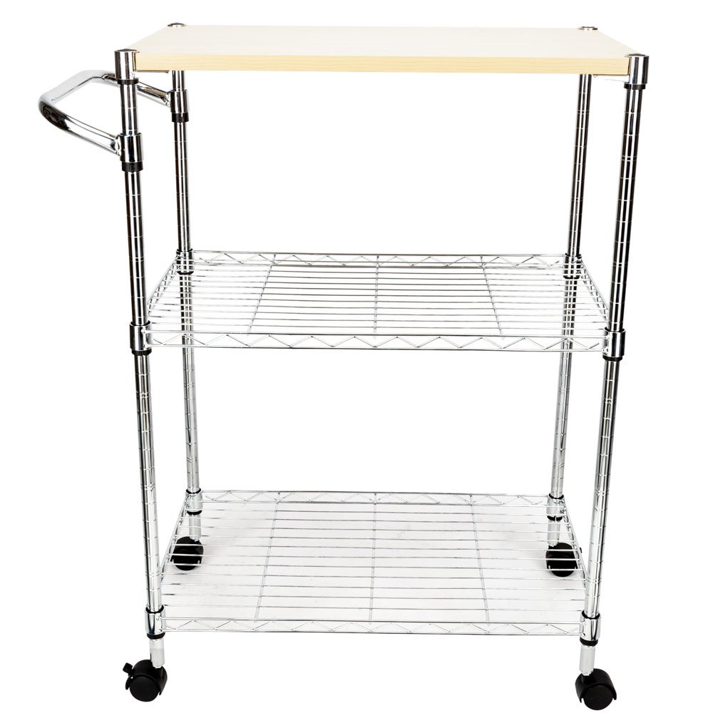 3-Tier Rolling Kitchen Cart with Wheels - Multifunctional Bar Serving Cart, Storage Shelf & Utility Cart for Home, Office, or Party Use