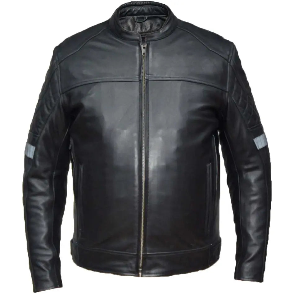 Unik International Men's Reflective Stripe Motorcycle Jacket - High Visibility Safety Riding Gear for Night Cycling & Motorcycle Commuting