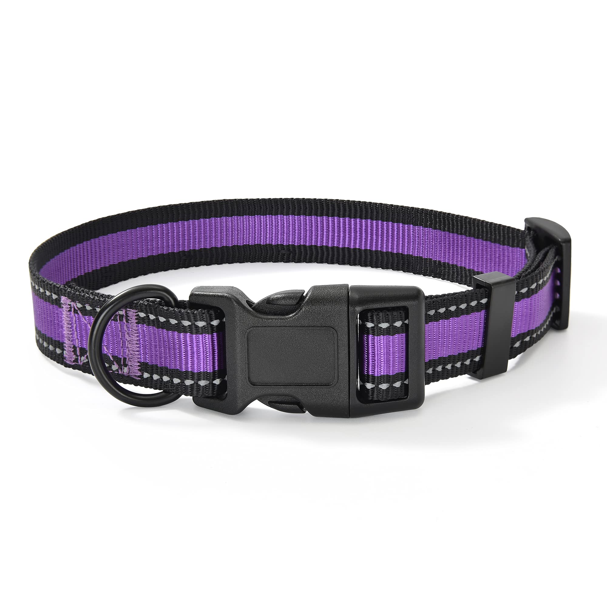 Reflective Nylon Dog Collar - Lightweight Purple Puppy Collar for Small Dogs - Perfect for Night Walks