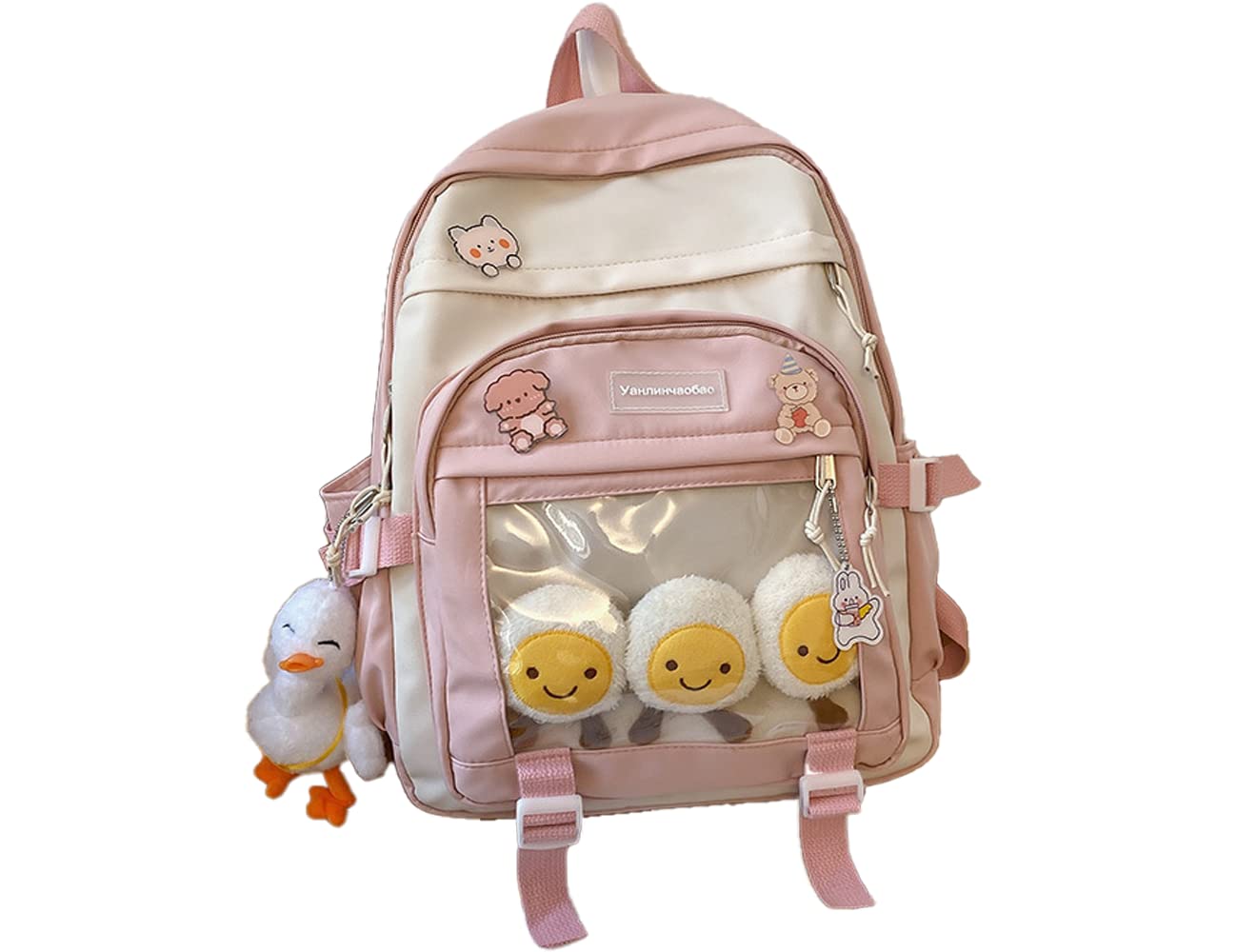 Cute Kawaii Backpack for Girls - Pink School Bookbag with Adorable Pins & Accessories | Perfect for Teens, Students, Anime Fans & Kawaii Fashion Lovers
