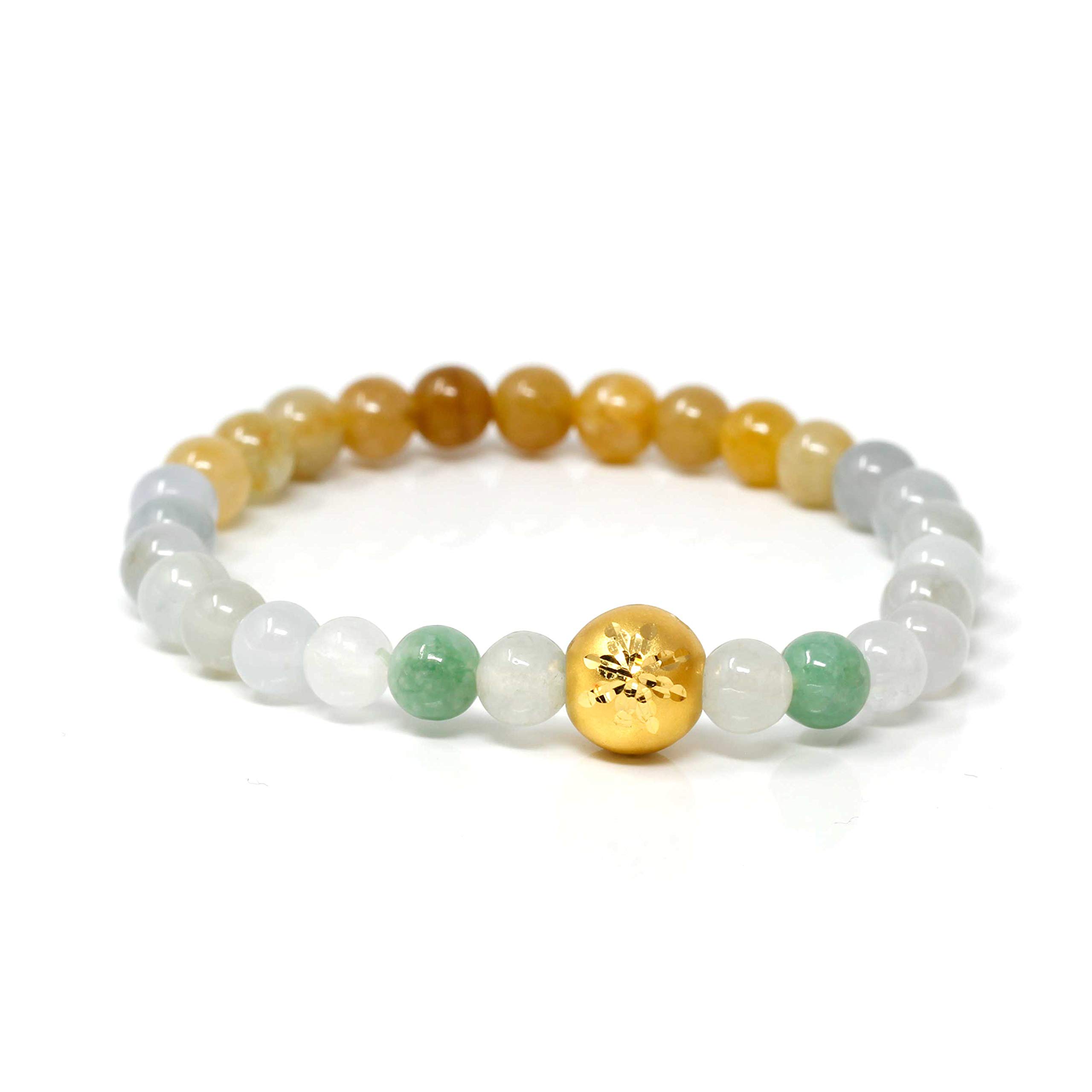 Baikalla Stretchable Jade Bead Bracelet with 24K Gold Star Charm - Elegant Adjustable Jewelry for Women, Perfect for Gifts, Parties & Everyday Wear