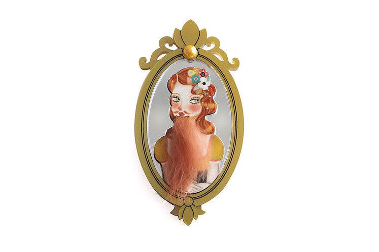 Laliblue Bearded Woman Halloween Brooch Pin - Unique Funny Costume Accessory for Halloween Parties, Cosplay & Themed Events