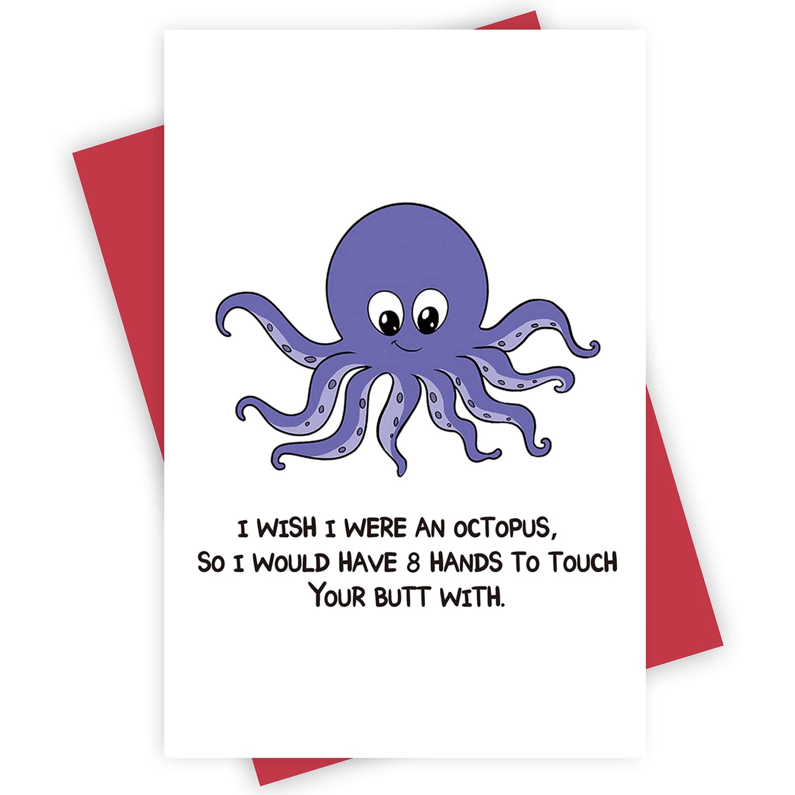 Alzombi Cute Anniversary Card for Him - Lovely Octopus Valentine's Day Card for Girlfriend - Funny Birthday Card - Perfect for Couples, Romantic Gifts & Special Occasions