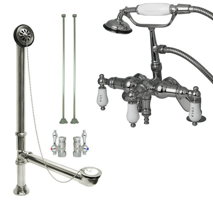 Chrome Deck Mount Clawfoot Bathtub Faucet with Hand Shower - Vintage Style Bathroom Fixture for Freestanding Tubs - Perfect for Spa-Like Relaxation and Luxury Bathroom Renovations