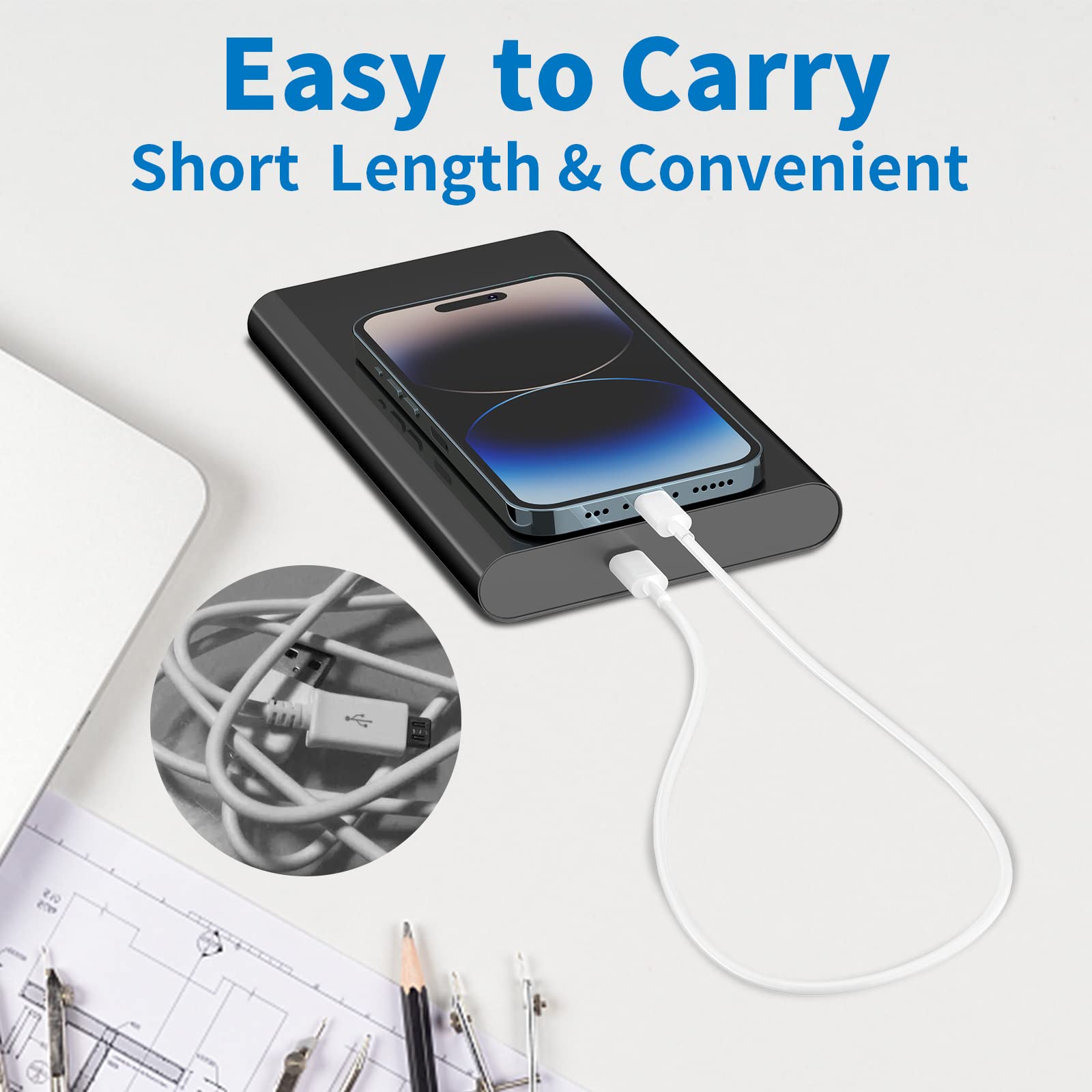 Apple MFi Certified Short USB C to Lightning Cable (8Inch, 2-Pack) - Fast Charging & Data Sync for iPhone 14/13/12/11Pro/XS/XR/8/7, iPad & AirPods - Perfect for Travel, Car & Power Bank Charging