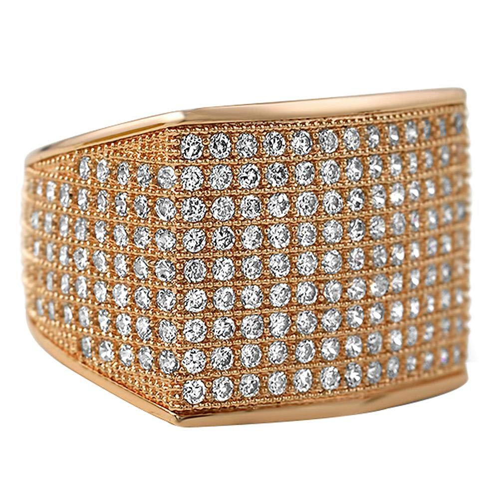 Rose Gold Cubic Zirconia Bling Ring for Women - Thick Band Statement Jewelry - Perfect for Parties, Weddings & Special Occasions