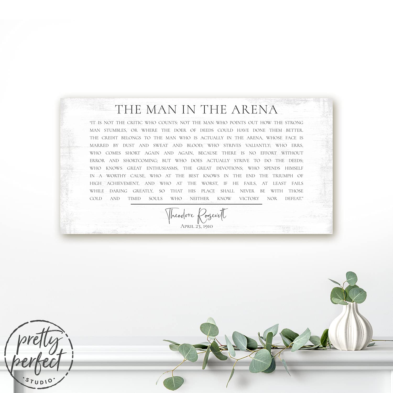 The Man in The Arena Framed Wall Art - Theodore Roosevelt Inspirational Quote Print for Home & Office Decor | Motivational Speech Poster for Gym, Study & Workspace