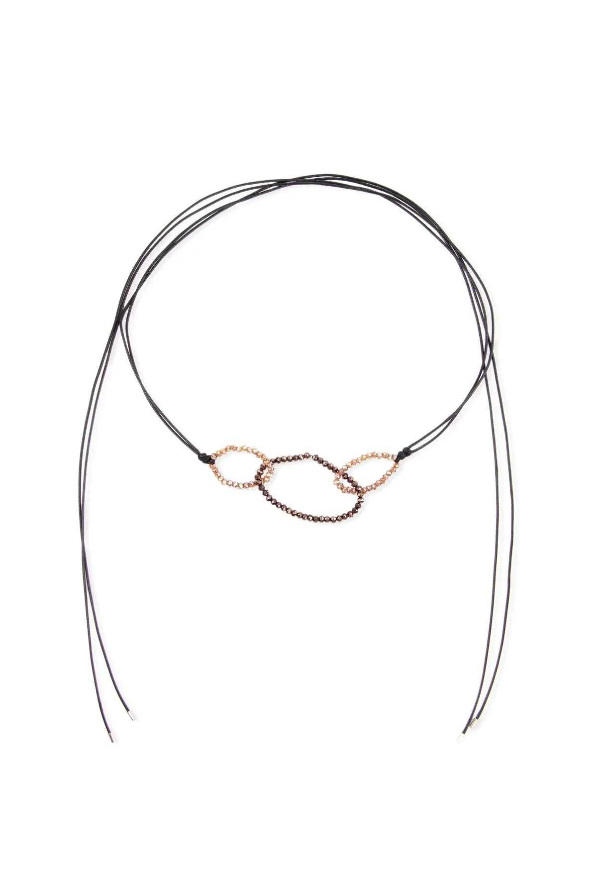 3Pcs Oval Crystal Bead Ring Wrap Choker Necklace Set - Elegant Layered Body Chain Jewelry for Women, Perfect for Parties, Weddings & Date Nights