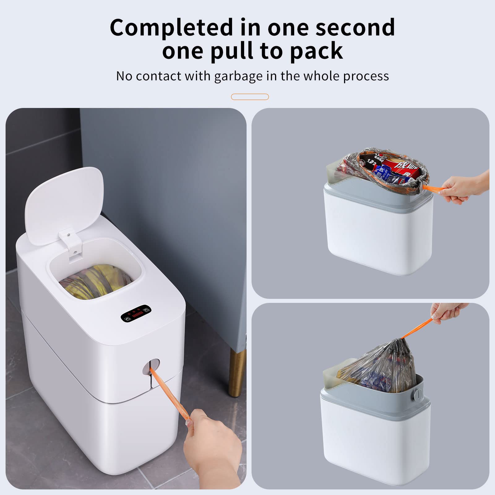 Automatic Motion Sensor Trash Can - 3.5 Gallon Touchless Bathroom Waste Bin, Hands-Free Garbage Can for Bedroom, Office, Toilet, RV & Living Room | Dogproof Plastic Slim Design (White) - Perfect for Hygienic Waste Disposal in Homes & Small Spaces