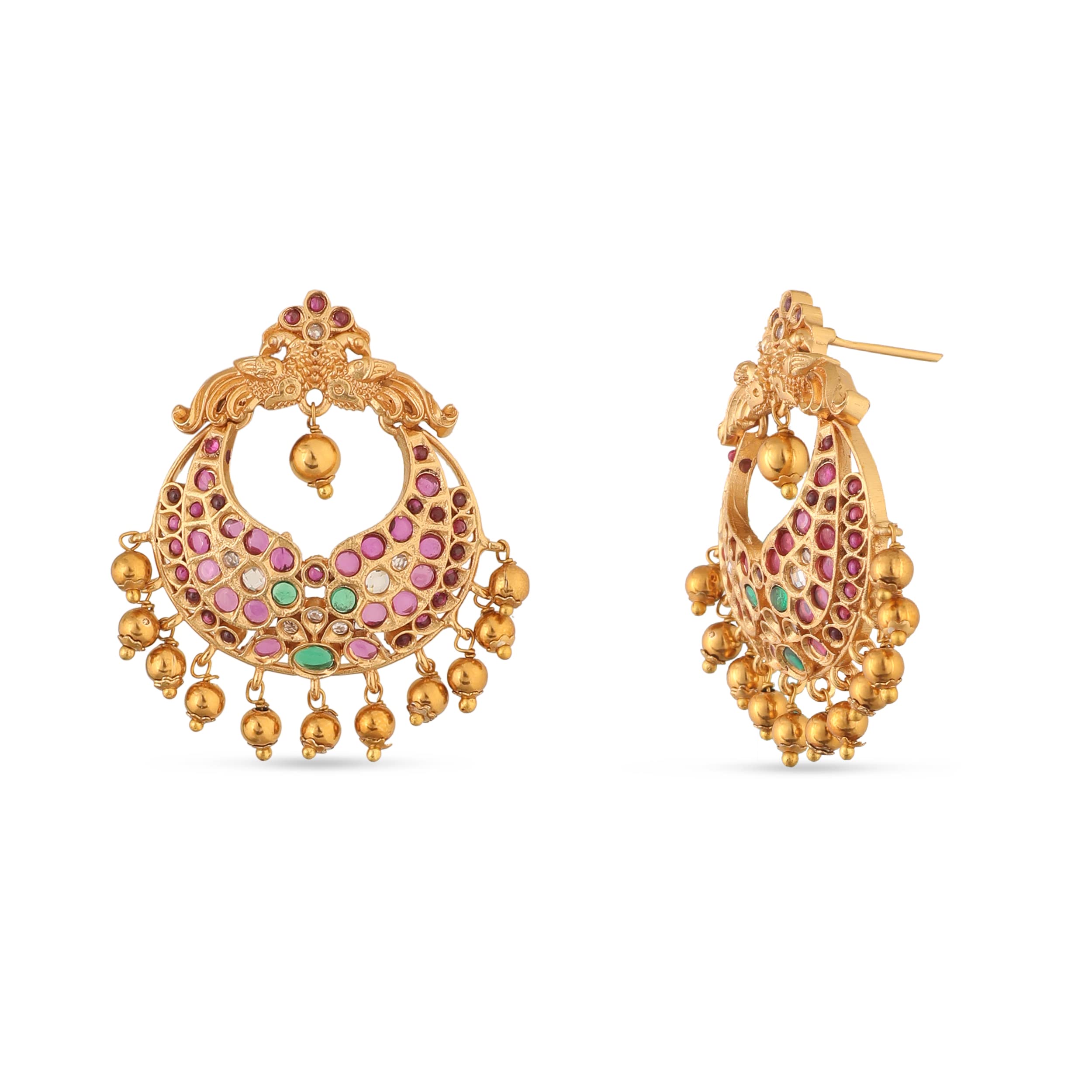 Antique Gold Plated Gita Long Necklace Set with Peacock Design - Indian Jewelry for Women | Traditional South Indian Necklace Set | Perfect for Weddings, Festivals & Ethnic Occasions | 1 Year Warranty | Elegant Gift for Brides & Cultural Events
