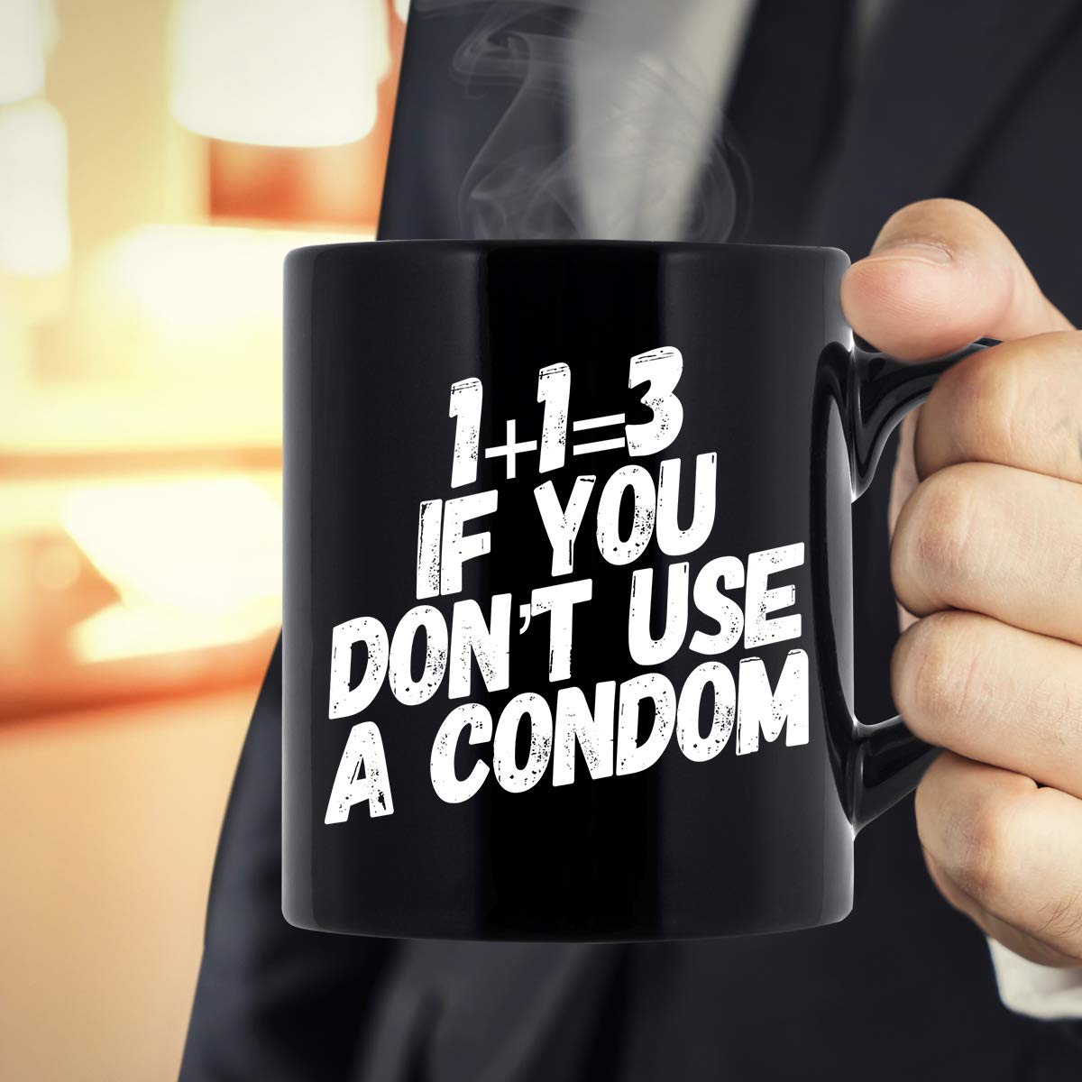 Funny 'Use A Condom' Coffee Mug - 11 oz Black Ceramic Cup for Women & Men | Humorous Gift for Couples, Bachelorette Parties & Office Pranks