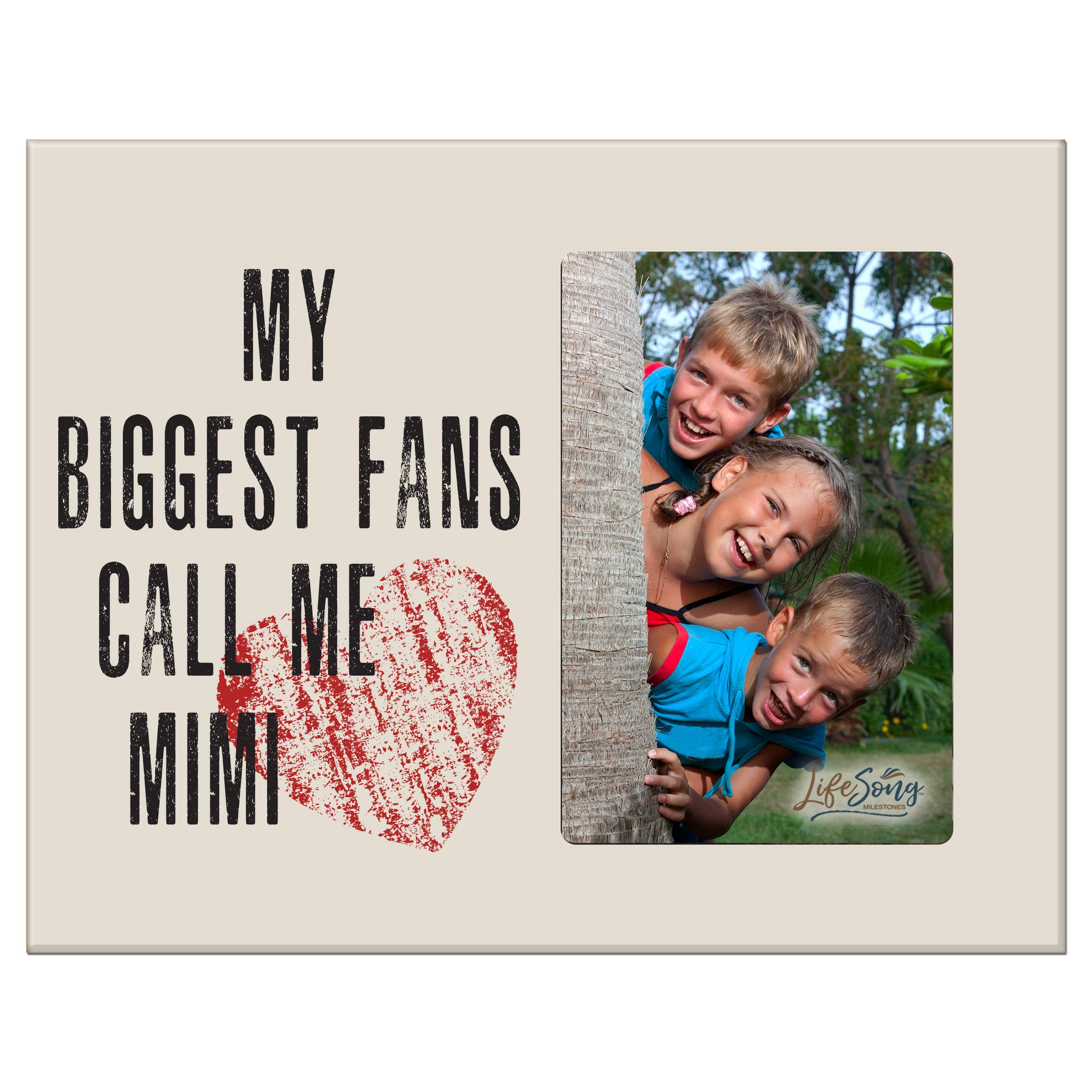 LifeSong Milestones My Biggest Fans Call Me - 8” x 10” Photo Frame Gift for Grandmother, Grammy, Mom, Mimi - Holds 4” x 6” Picture (Ivory) - Perfect for Mother's Day, Birthday & Anniversary Gifts - Display Cherished Family Memories in Living Room, Bedroom or Office