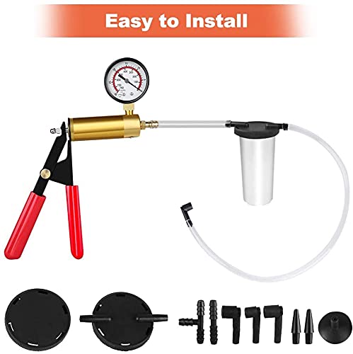 GOTOTOP Handheld Vacuum Pump Tester Kit - Automotive Brake Bleeder Set with Pressure Gauge for Car, Motorcycle, Moped - Perfect for Brake Fluid Bleeding & Hydraulic System Maintenance