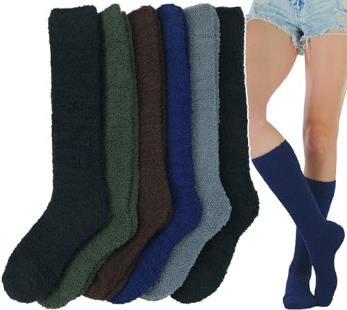 6 Pair Pack: Warm Plush Fuzz Texture - Dark Colors