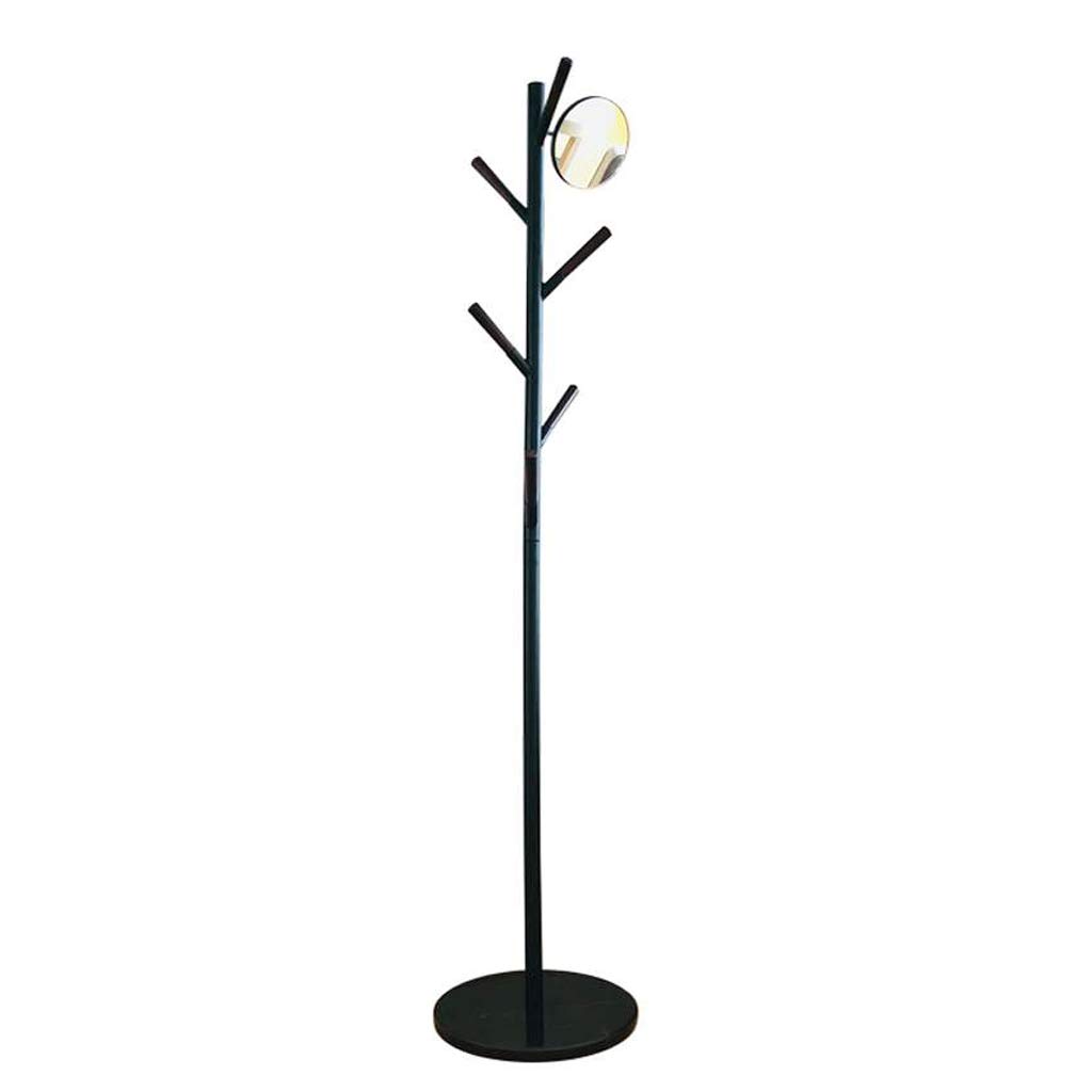 Stylish Metal Coat Rack with Full-Length Mirror & Marble Base - Heavy Duty Wrought Iron Floor Standing Hanger for Jackets, Hats, Bags - Perfect for Living Room, Bedroom, Study or Entryway Organization