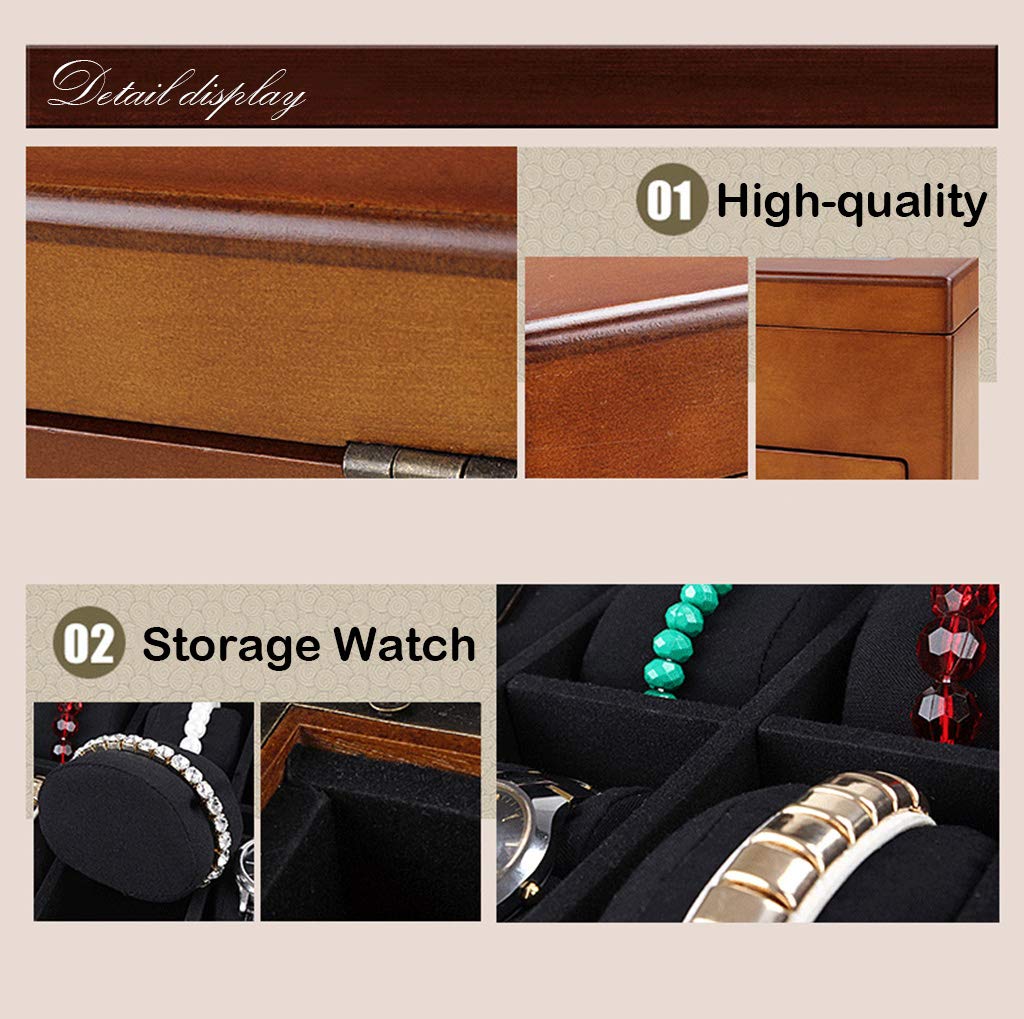 2-Tier Wooden Watch Box with Lock & Transparent Window - Jewelry Organizer for Men & Women - Holds 22 Watches with Removable Storage Pillows (Brown) - Perfect for Watch Collectors & Jewelry Display at Home or Retail Stores