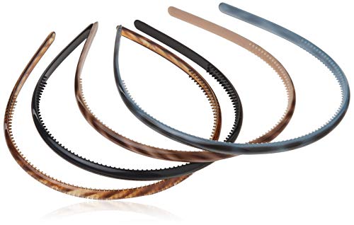 Scünci Headbands for Women and Men - 4 Pack Durable Plastic Hair Accessories in Neutral Colors - Perfect for Workouts, Yoga, Sports and Everyday Styling