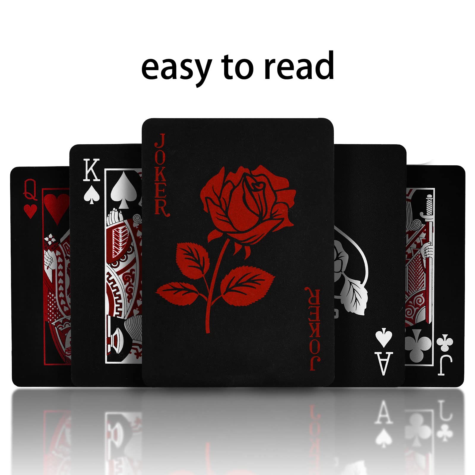 Joyoldelf Black Rose Pattern Playing Cards - 2 Decks of PVC Plastic Waterproof Cards for Poker, Magic Tricks, Family Game Night & Party Entertainment - Elegant & Durable Card Decks for Adults & Professionals