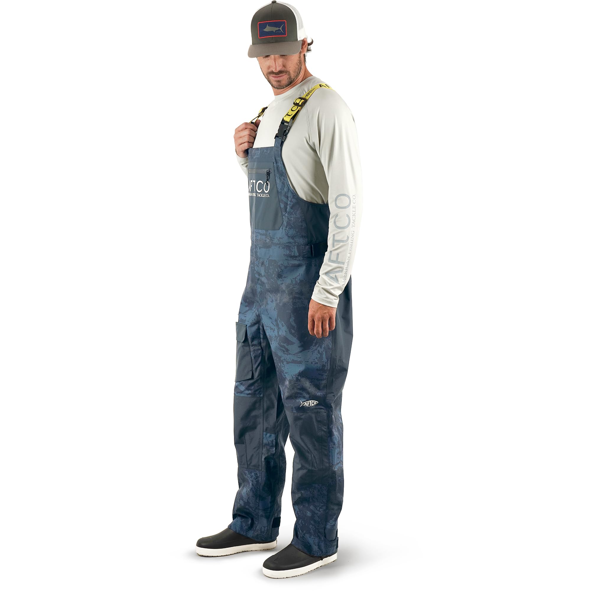 AFTCO Men's Barricade Fishing Bib - Waterproof & Durable Blue Fishing Overalls - Sizes S, M, L, XL, 2XL - Ideal for Saltwater Fishing, Offshore Angling & Cold Weather Protection