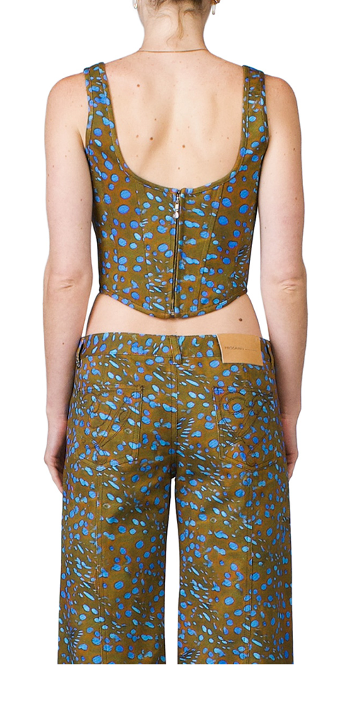 Stylish Denim Corset Top with Stingray Embroidery - Perfect for Casual Outfits, Parties & Layering