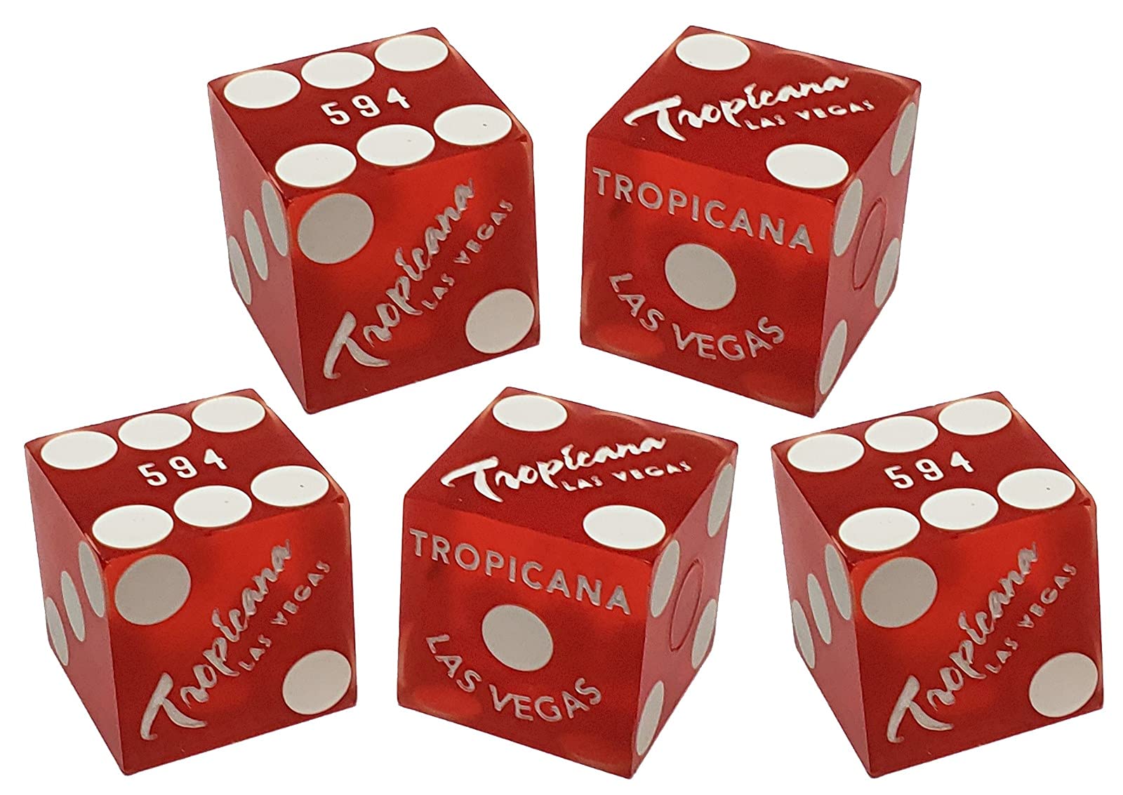 Authentic Las Vegas Casino Dice Set - Clear Acrylic Dice Boat with Red Frosted Dice (Tropicana Style) | Professional Craps Starter Kit for Home Games, Casino Night & Tabletop Gaming