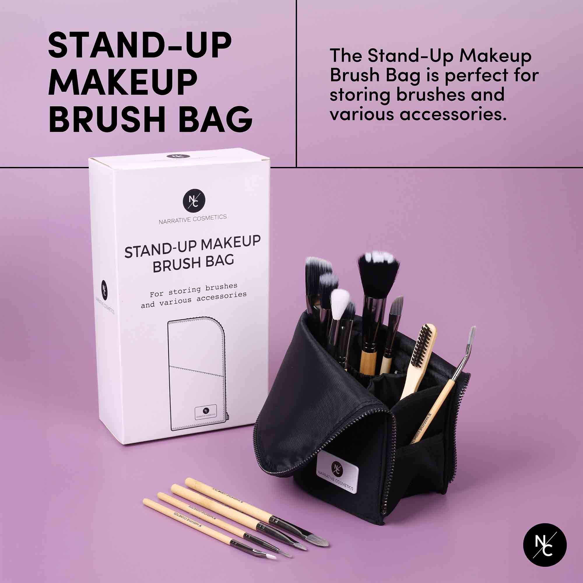 Professional Foldable Stand Up Makeup Brush Organizer Bag - Portable Travel Cosmetic Brush Holder for Makeup Artists & Enthusiasts - Perfect for Home, Salon & On-the-Go Touch Ups