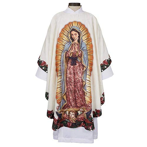 Christian Brands OL Guadalupe Printed Chasuble - Liturgical Vestment for Priests & Clergy - Perfect for Mass, Eucharistic Celebrations & Church Services