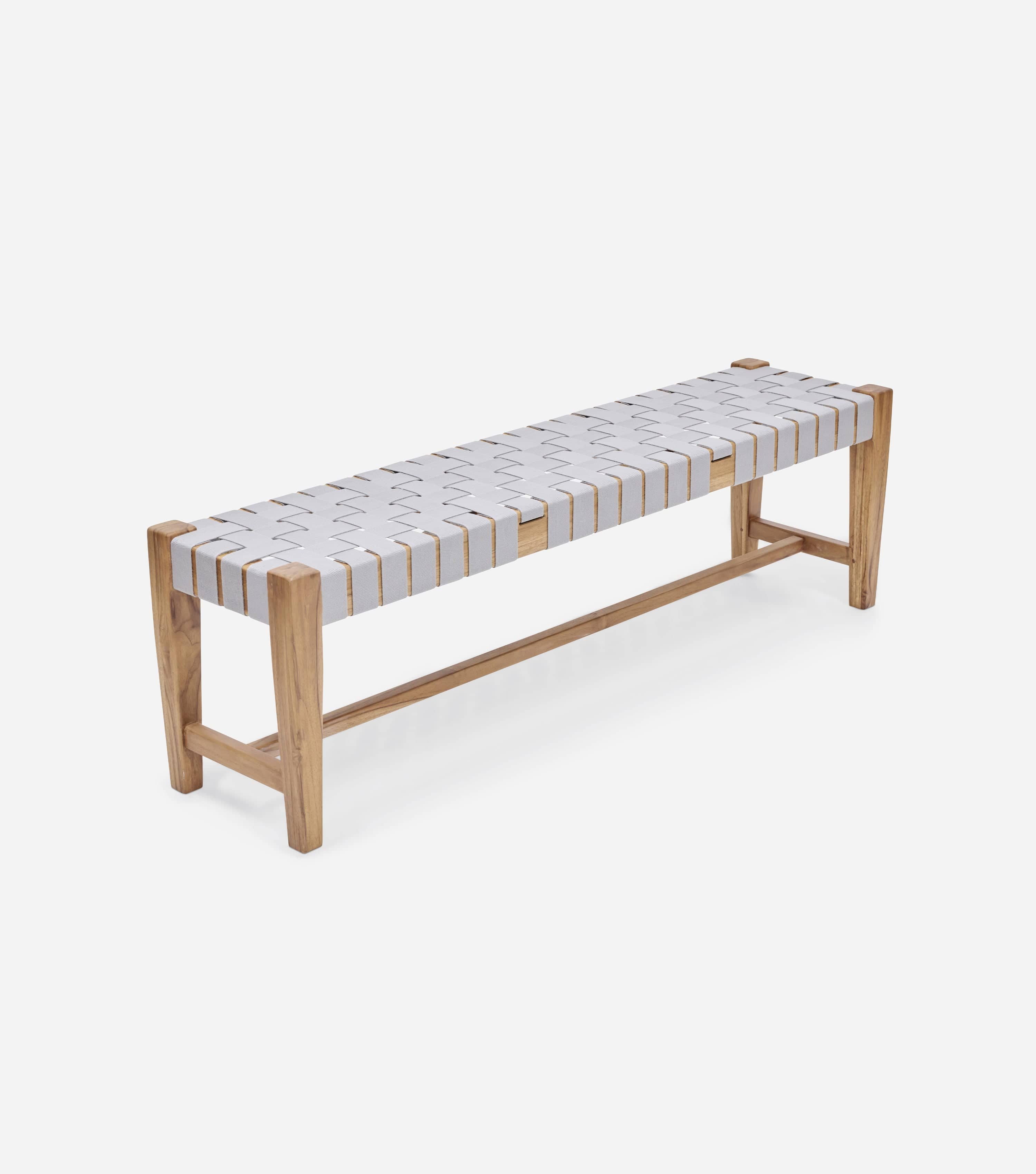 Santa Cruz Bench with Light Grey Outdoor Straps - Durable & Weather-Resistant Outdoor Furniture for Patio, Garden, and Backyard Relaxation