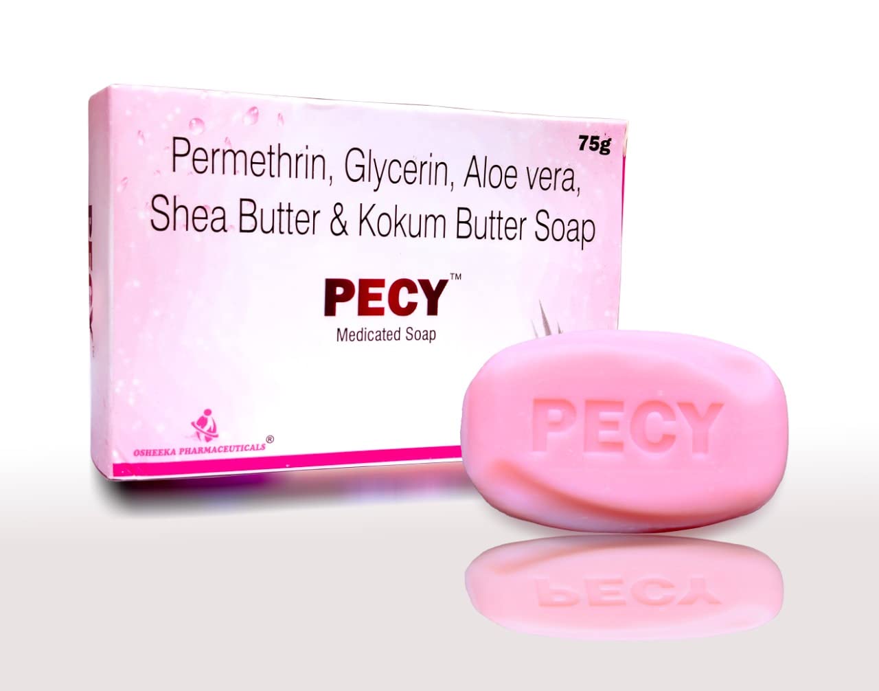 Osheeka Pharmaceuticals Pecy Soap - Permethrin, Cetrimide & Glycerine Antifungal Soap 75gm (Pack of 6) - Treats Ringworm, Scabies & Skin Infections - Ideal for Daily Hygiene & Dermatological Care