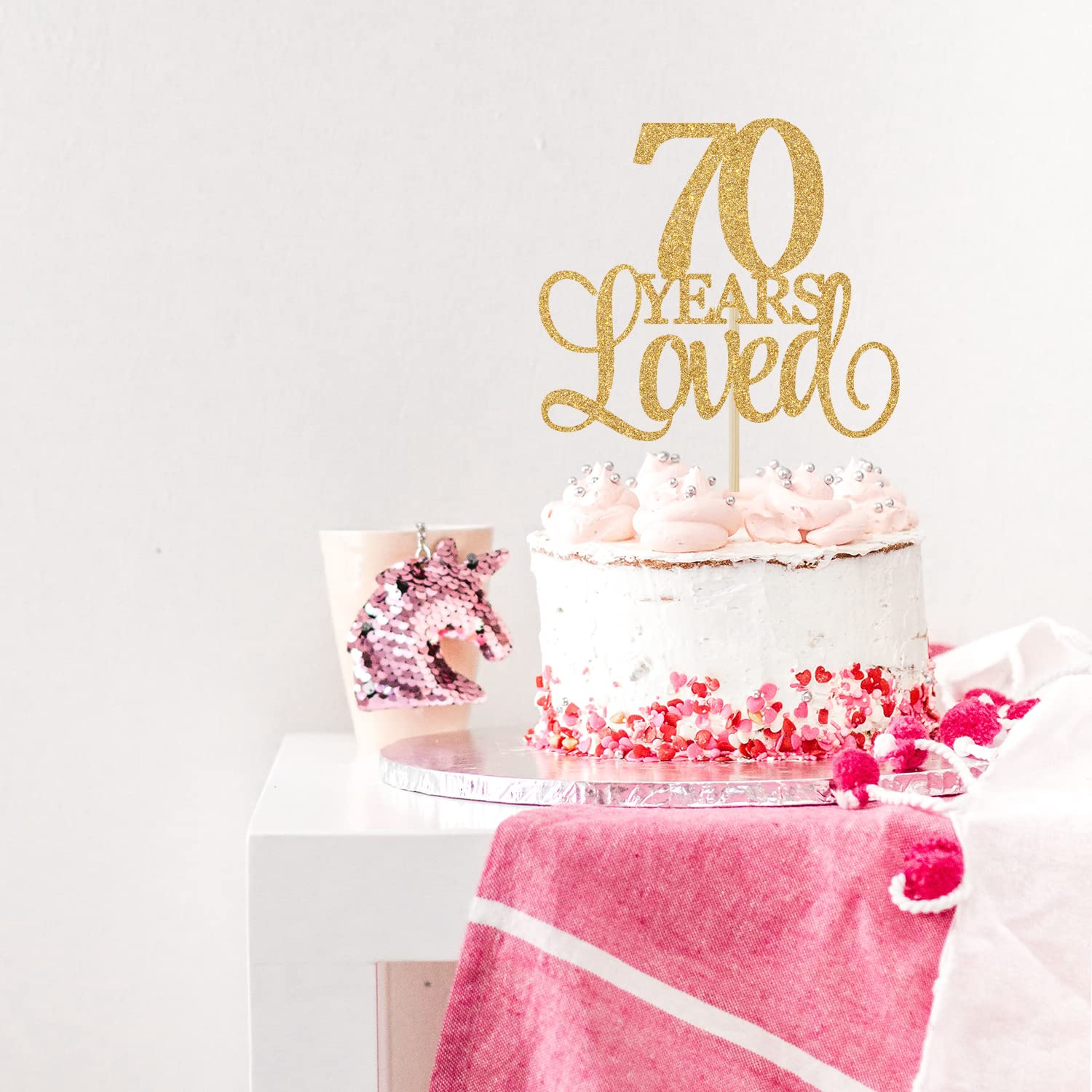 70th Birthday Cake Topper - Gold Glitter 'Cheers to 70 Years' Decor for Anniversary & Wedding Celebrations - Perfect for Milestone Parties and Special Occasions