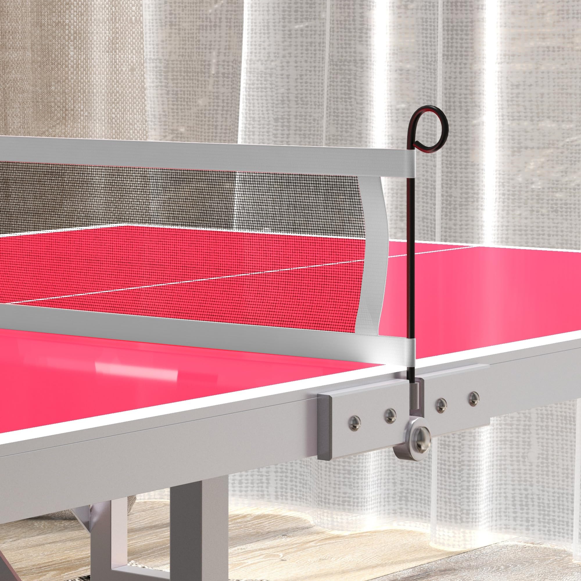 **Soozier Foldable Mini Ping Pong Table Set with Net, 2 Paddles & 3 Balls - Adjustable Feet for Indoor & Outdoor Use - Easy Assembly, Red - Perfect for Family Fun, Parties & Office Breaks**