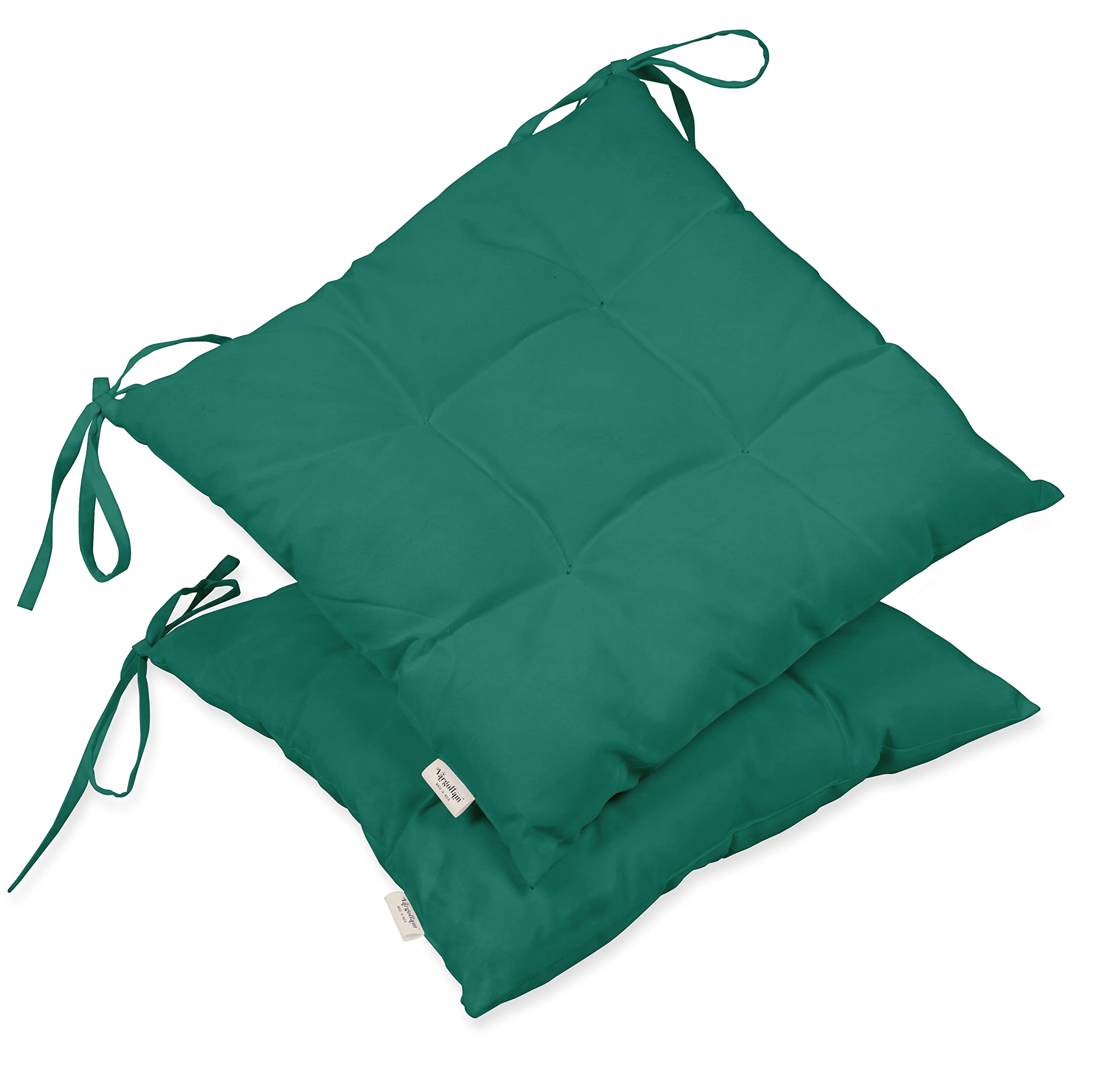 Water Resistant Tufted Square Patio Cushion Set of 2 - 19 Inch Indoor/Outdoor Furniture Seat Cushions in Teal Green - Perfect for Poolside Lounging, Deck Chairs & Outdoor Dining Sets