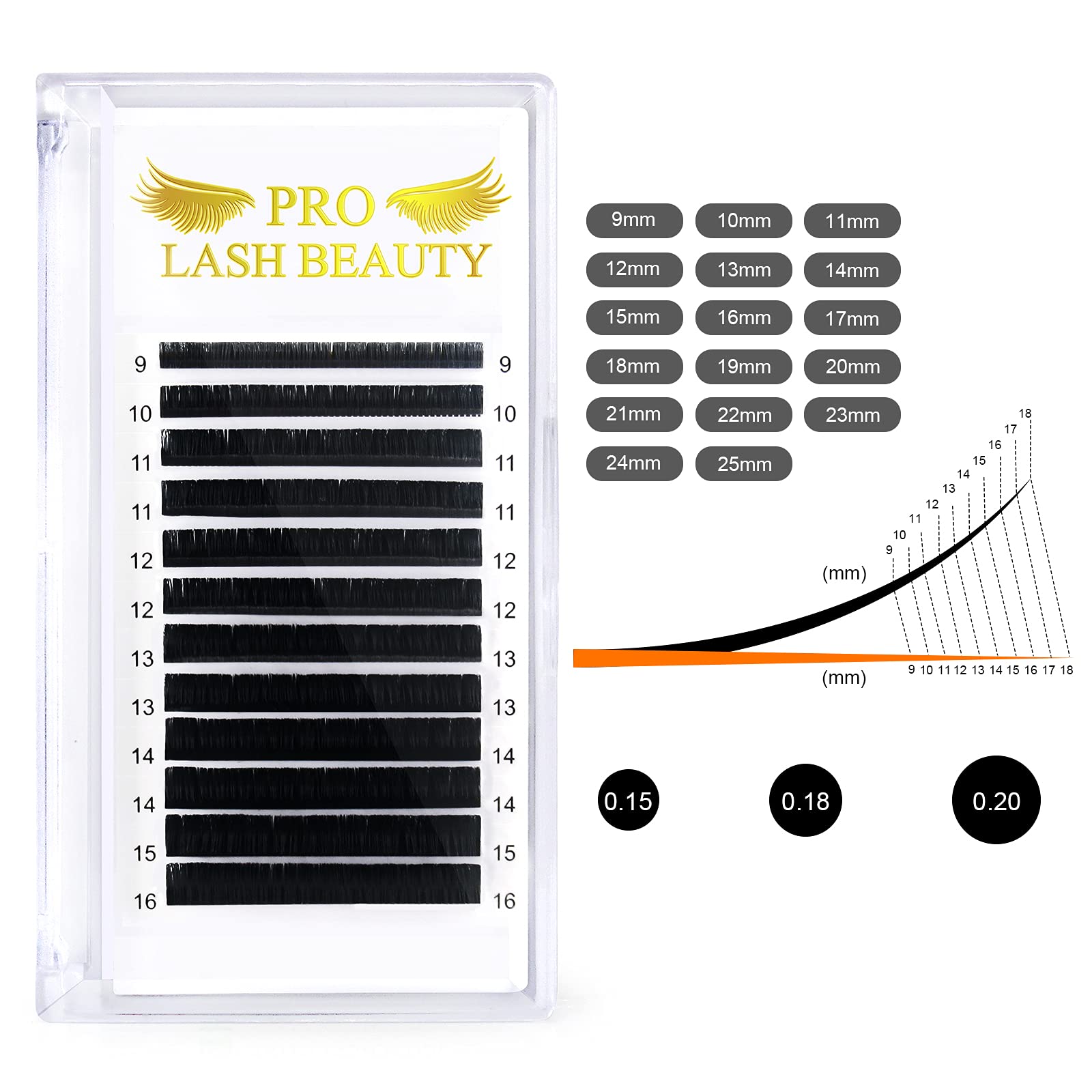 Premium Classic Eyelash Extensions - 0.15/0.18/0.20mm Individual Lashes with C/D Curl (C-0.20, 17mm) for Natural Volume & Length - Perfect for Salon Professionals & DIY Lash Lovers