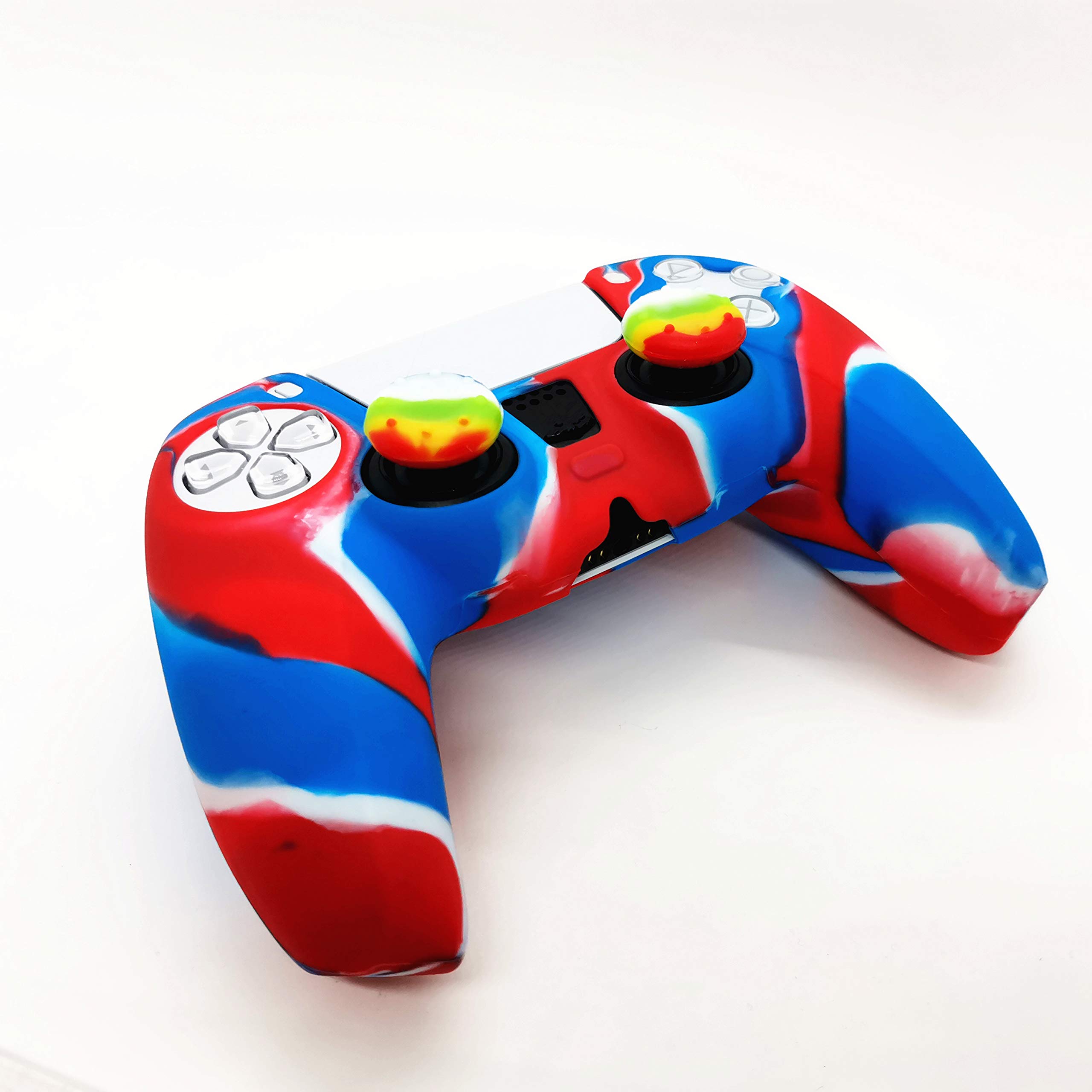 Premium Silicone Skin for PS5 Controller - Anti-Slip Grip Cover with 10 Thumbstick Caps (4 Red & Blue) for Enhanced Gaming Comfort - Perfect for Long Play Sessions & Competitive Gaming