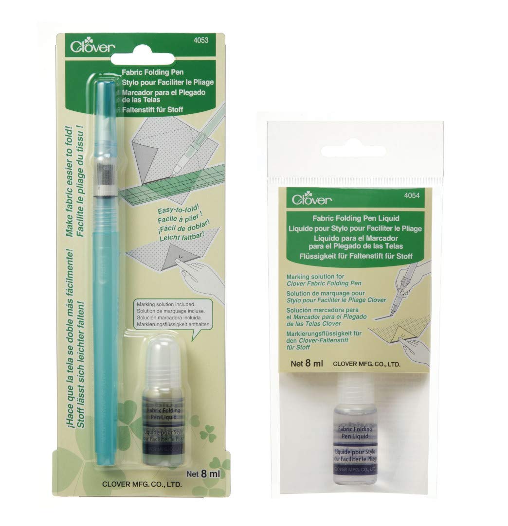 Clover Fabric Folding Pen with Refill - 3 Pack Fabric Marking Pens for Sewing, Quilting & Crafting - Perfect for Fabric Marking, Pattern Tracing & DIY Projects
