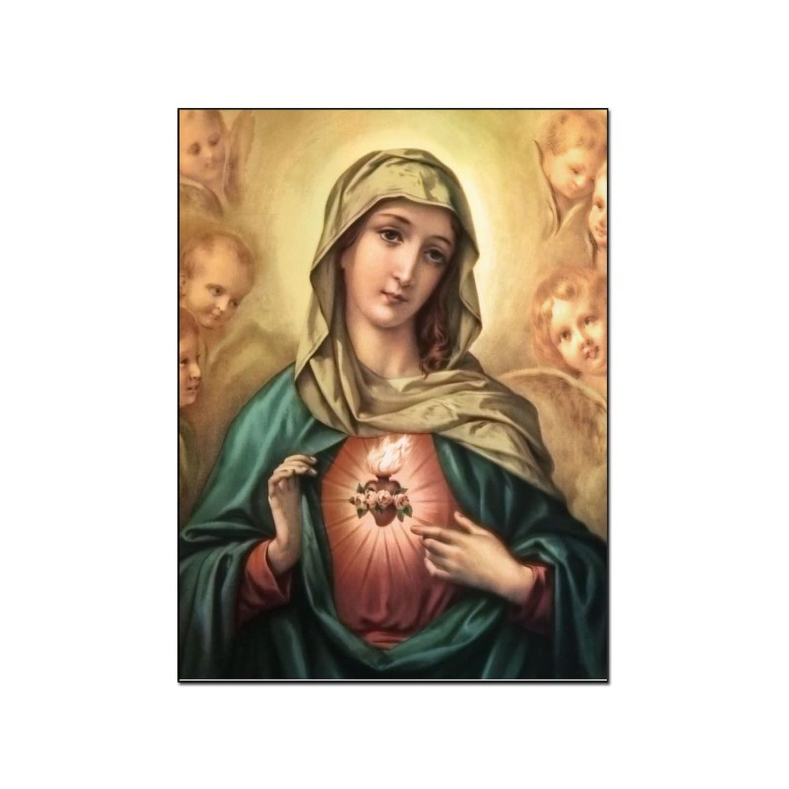 Immaculate Heart of Mary Poster Print - 20x26 Inch (51x66cm) Religious Wall Art for Catholic Home Decor - Perfect for Living Room, Bedroom & Prayer Space