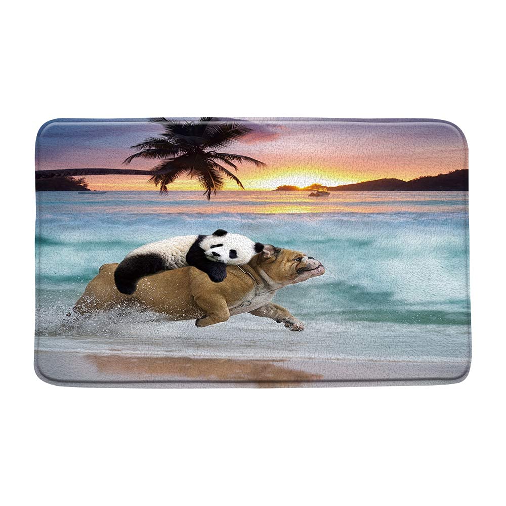 Funny Bulldog Panda Bath Mat - Absorbent Non-Slip Bathroom Rug with Cute Animal Design, 17.7 x 29.5 Inch - Perfect for Bathroom, Kitchen, Toilet & Entryway Decor