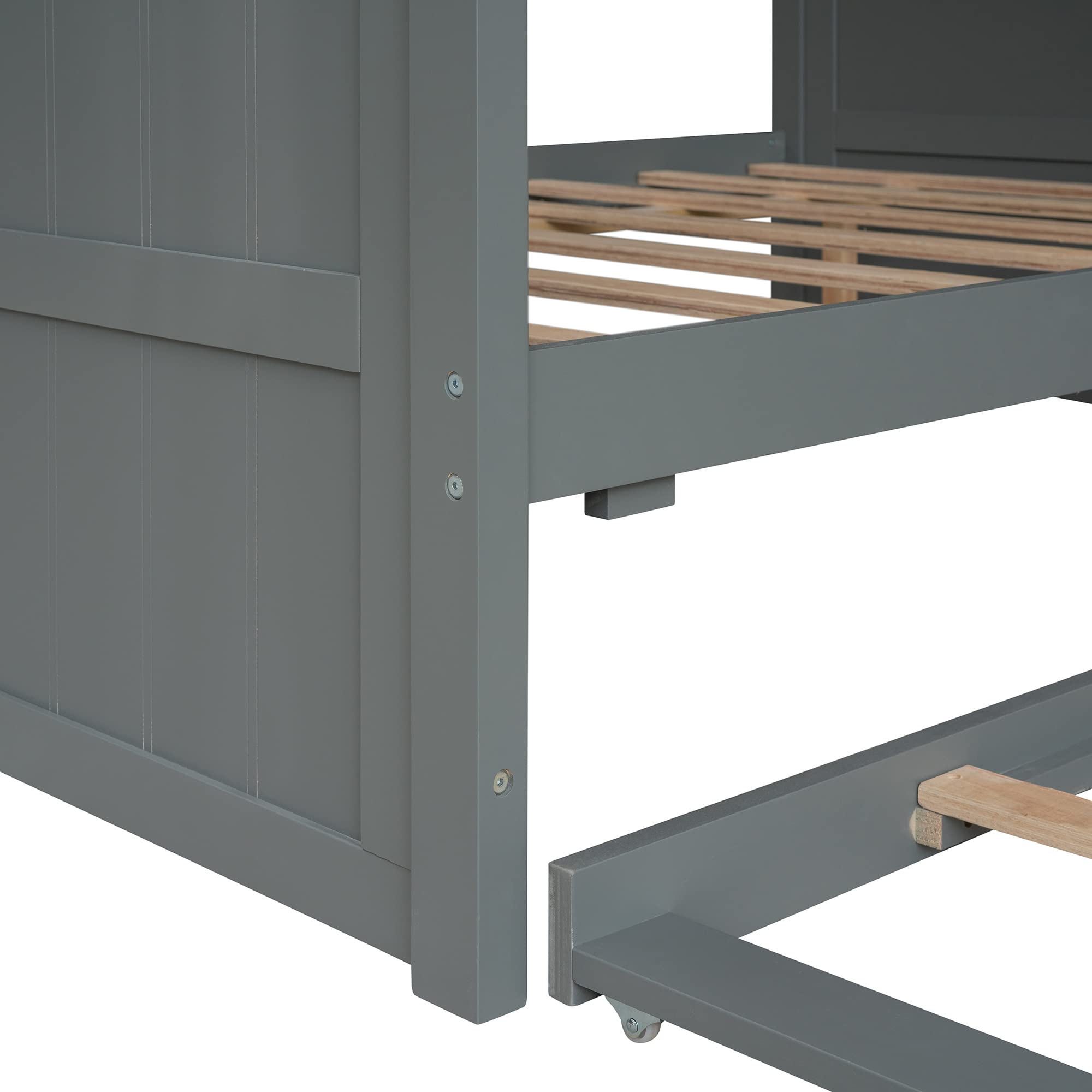 SOFTSEA Full Size House Daybed with Trundle - Sturdy Platform Bed Frame, No Box Spring Required - Perfect for Guest Rooms, Kids' Rooms & Small Spaces