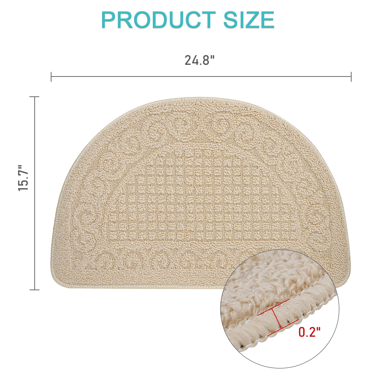 Non-Slip Half Round Doormat for Kitchen, Bedroom & Bathroom - Absorbent Floor Rug Mat with Decorative Design (Small, Camel) - Keep Floors Clean in High Traffic Areas