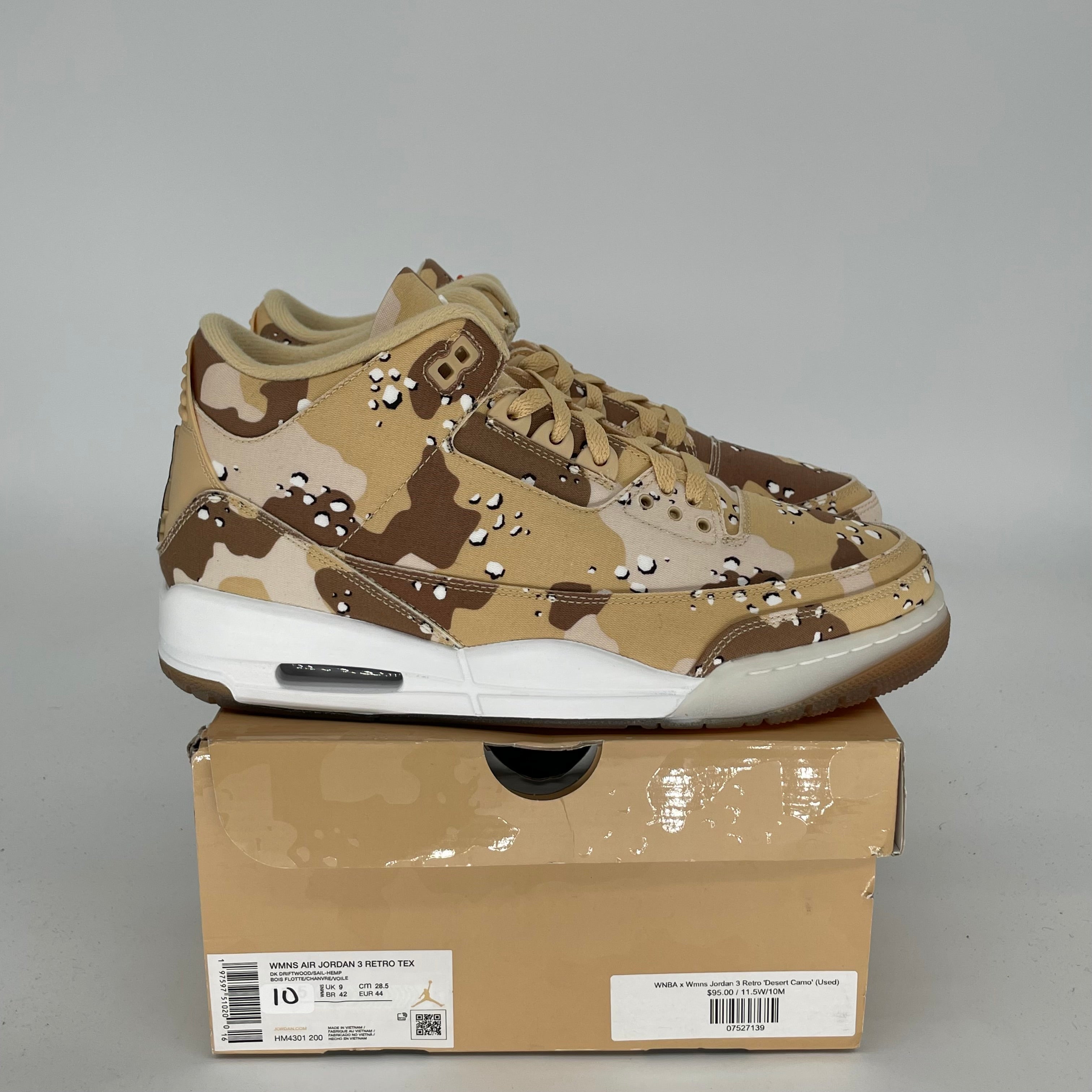 AIR JORDAN 3 WNBA Desert Camo Women's Basketball Shoes Size 10/11.5W - Style HM4301-200 | Perfect for Streetwear, Sneaker Collecting & Basketball Games