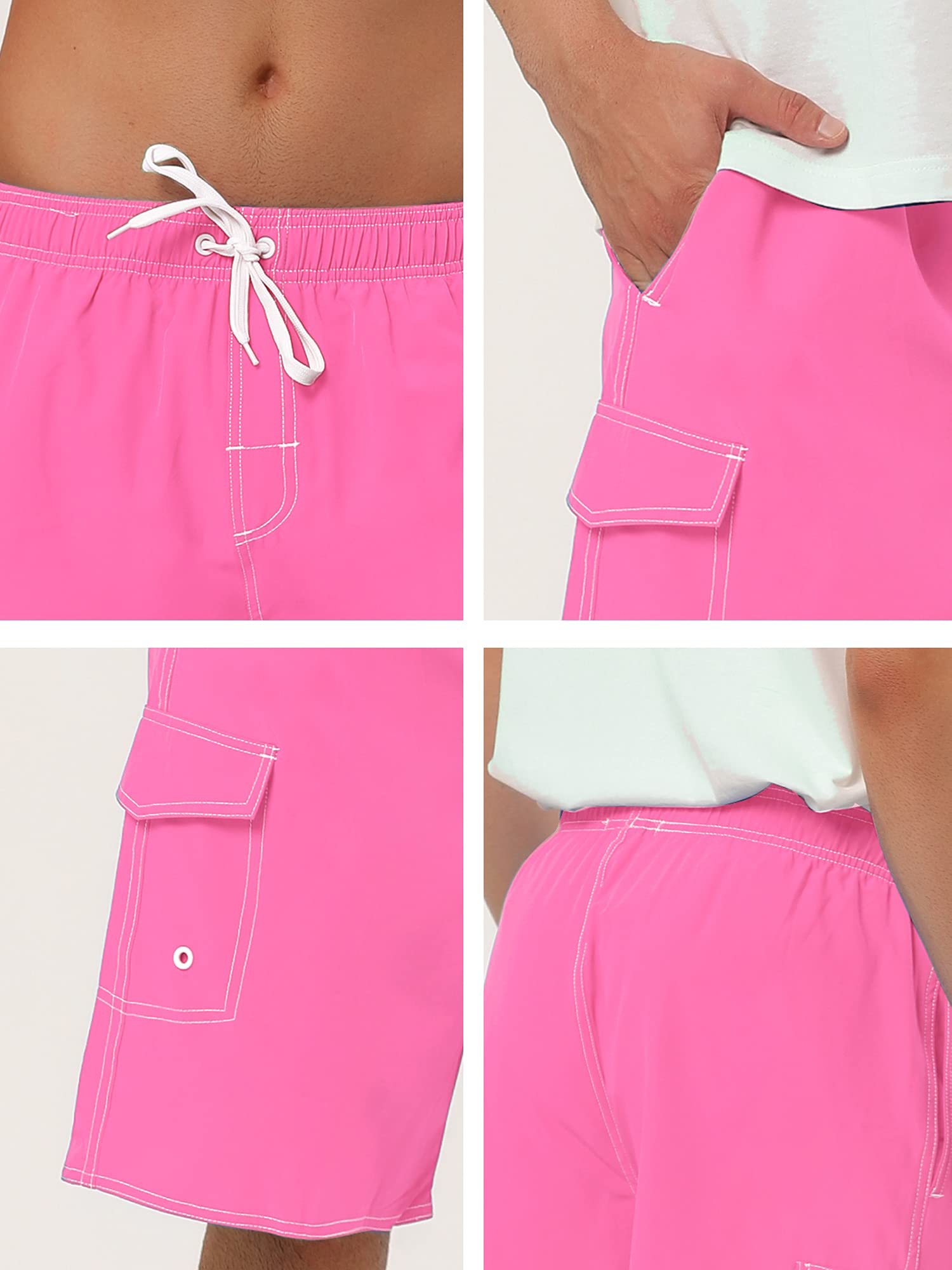 Lars Amadeus Men's Quick-Dry Swim Shorts with Drawstring Elastic Waist - Comfortable Beach Board Shorts for Swimming, Surfing & Summer Outdoor Activities