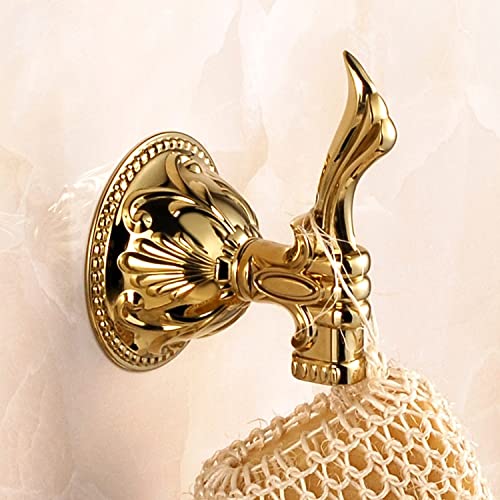 Luxury Gold-Plated Towel Bar Holder - European-Style Classic Bathroom Hardware Set with Antique Varved Design for Towels & Robes | Perfect for Spa, Hotel & Upscale Home Bathroom Decor (Color: Gold)