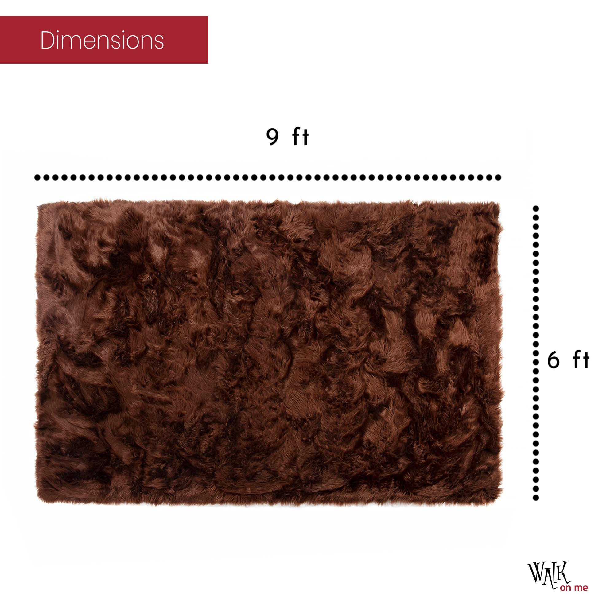 6x9 ft Soft Faux Fur Area Rug - Brown Fluffy Sheepskin Rug for Living Room, Bedroom, Nursery | Machine Washable Non-Slip Rectangle Rug for Cozy Home Decor & Kids Room