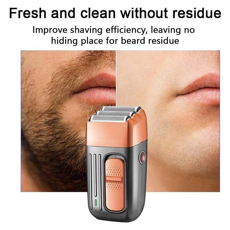 Men's Electric Shaver - USB Rechargeable Portable Beard Trimmer & Facial Hair Shaver for Travel, Home & Office Use - Mini Cordless Shaving Machine with Precision Blades