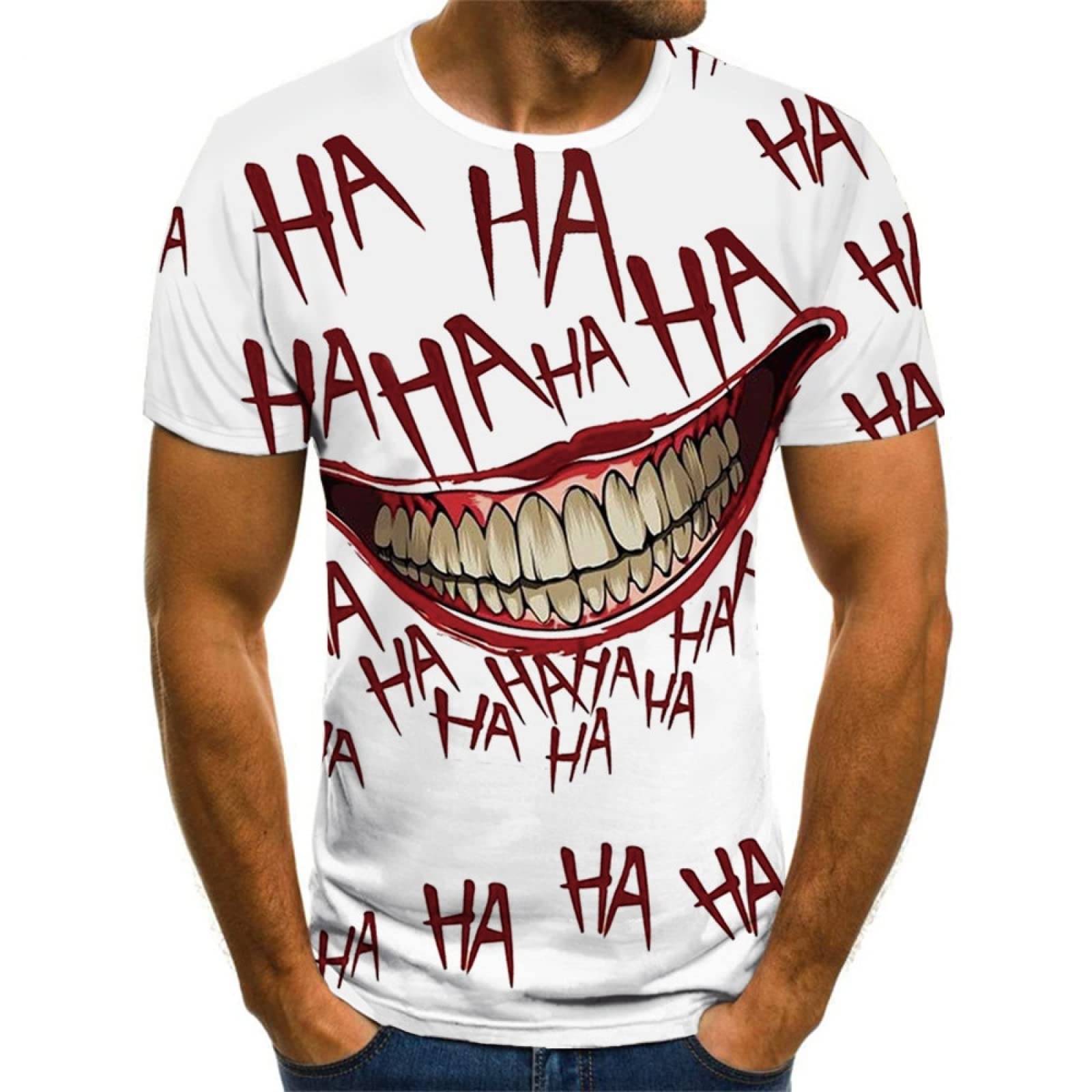 BERMAZZI 3D Printed Joker T-Shirt for Men - Casual Short Sleeve Tee for Streetwear & Cosplay