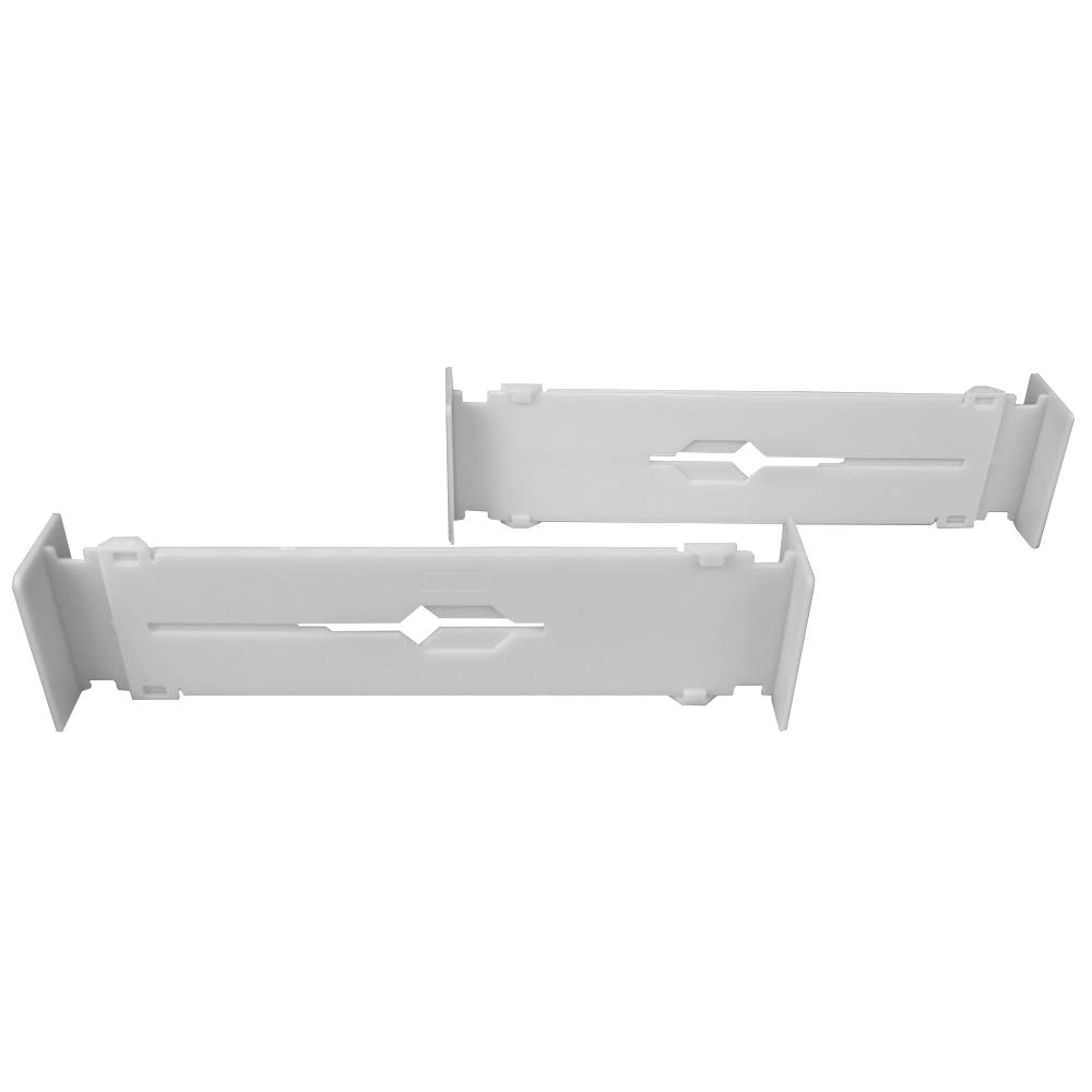 Home Basics Plastic Adjustable Drawer Organizer Dividers (2-Pack) - Expandable 12 to 21.75 Inches - White Storage Trays for Bedroom, Kitchen & Office - Perfect for Utensils, Makeup, Office Supplies & Socks Organization