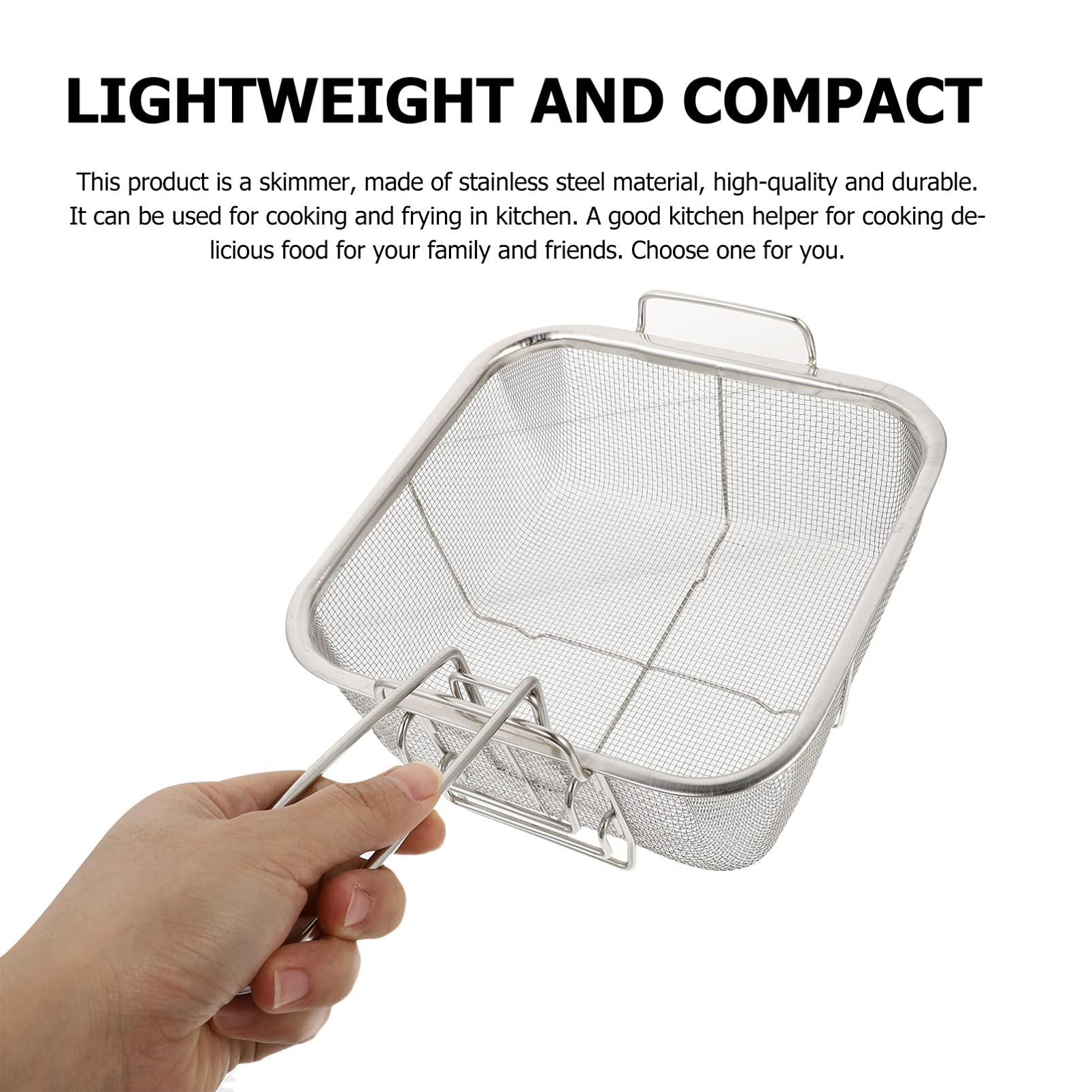 DOITOOL Stainless Steel Deep Fry Basket - Round Wire Mesh French Fry Basket with Folding Handle for Kitchen, Perfect for Frying Chips, Chicken Wings, and Donuts - Ideal for Home Cooking and Restaurant Use