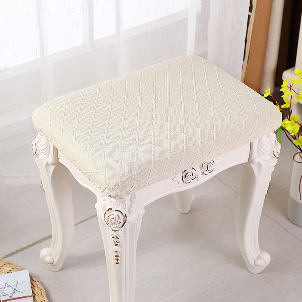 ANWUCHEN 4-Pack Stretch Rectangle Bar Stool Covers - Elastic Jacquard Slipcovers for Wooden & Metal Stools, Vanity Chairs & Counter Seats (Beige) - Perfect for Home Bars, Kitchen Islands & Dining Areas