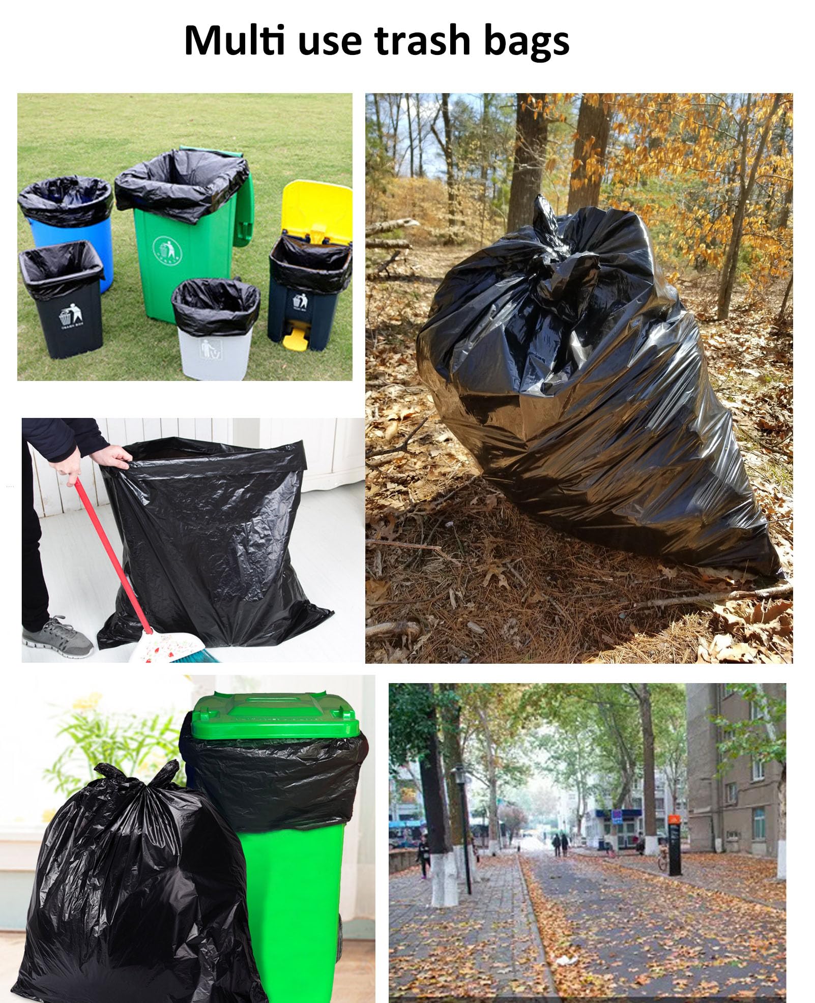 65 Gallon Heavy Duty Trash Bags (50 Count) - 1.8 Mil Thick Extra Large 50