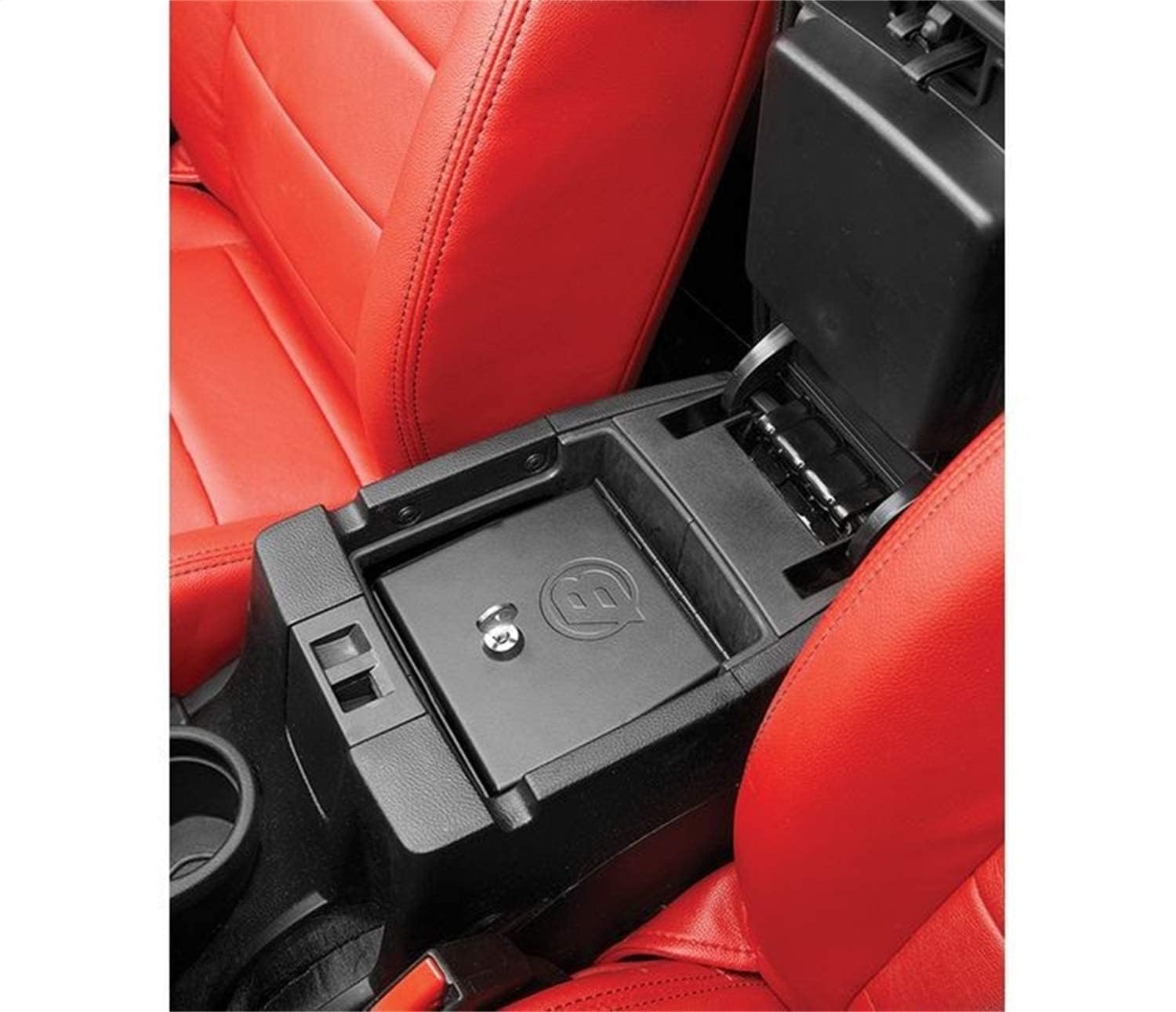 Bestop 4264301 Lockable Center Console Safe for 2011-2018 Jeep Wrangler JK 2-Door & 4-Door Models - Secure Storage for Valuables & Guns While Off-Roading or Parking